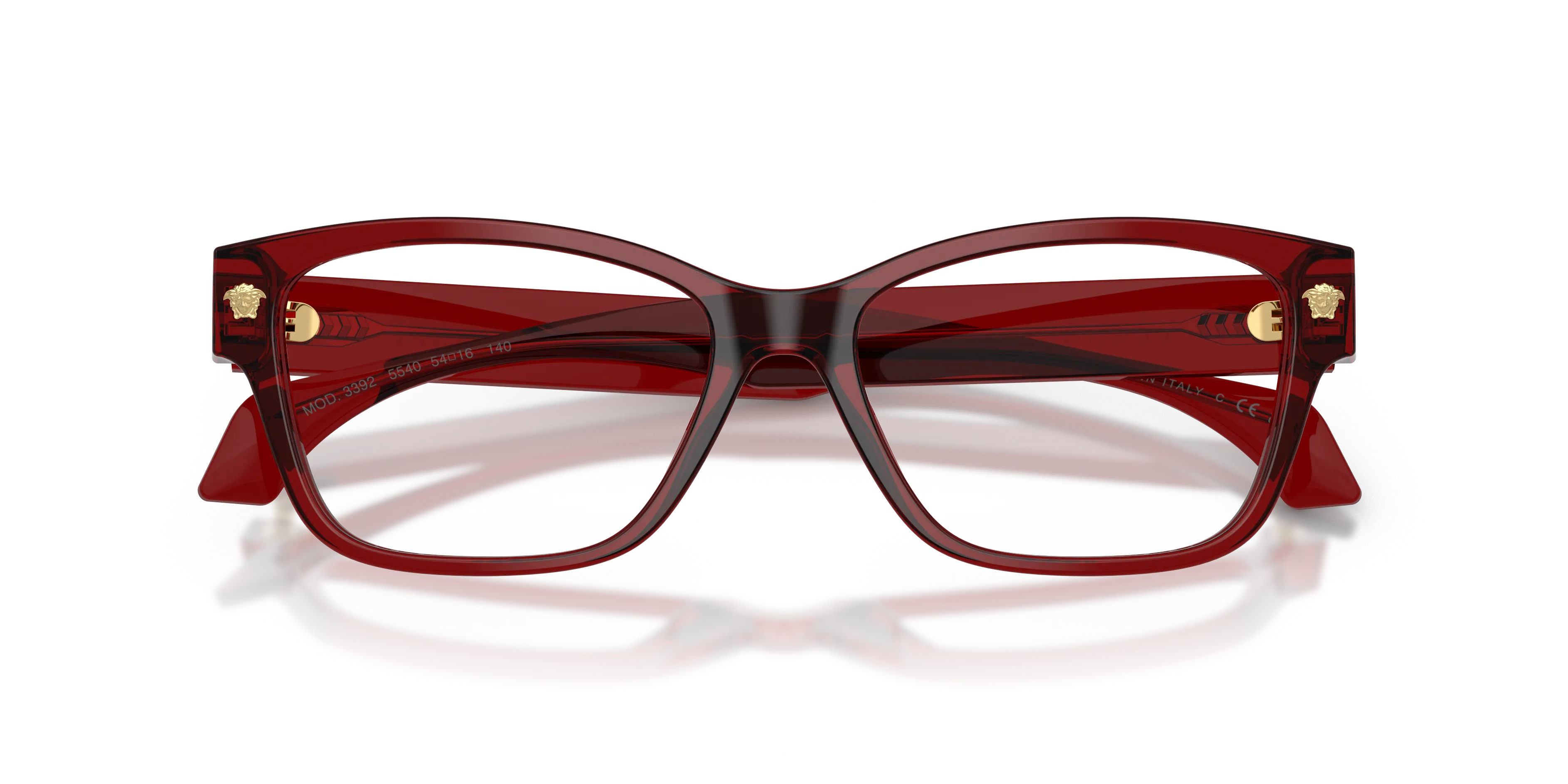 Versace VE3392 5540 Montature da vista Acetato Rosso Trasparente Cat Eye Normale - immagine 2