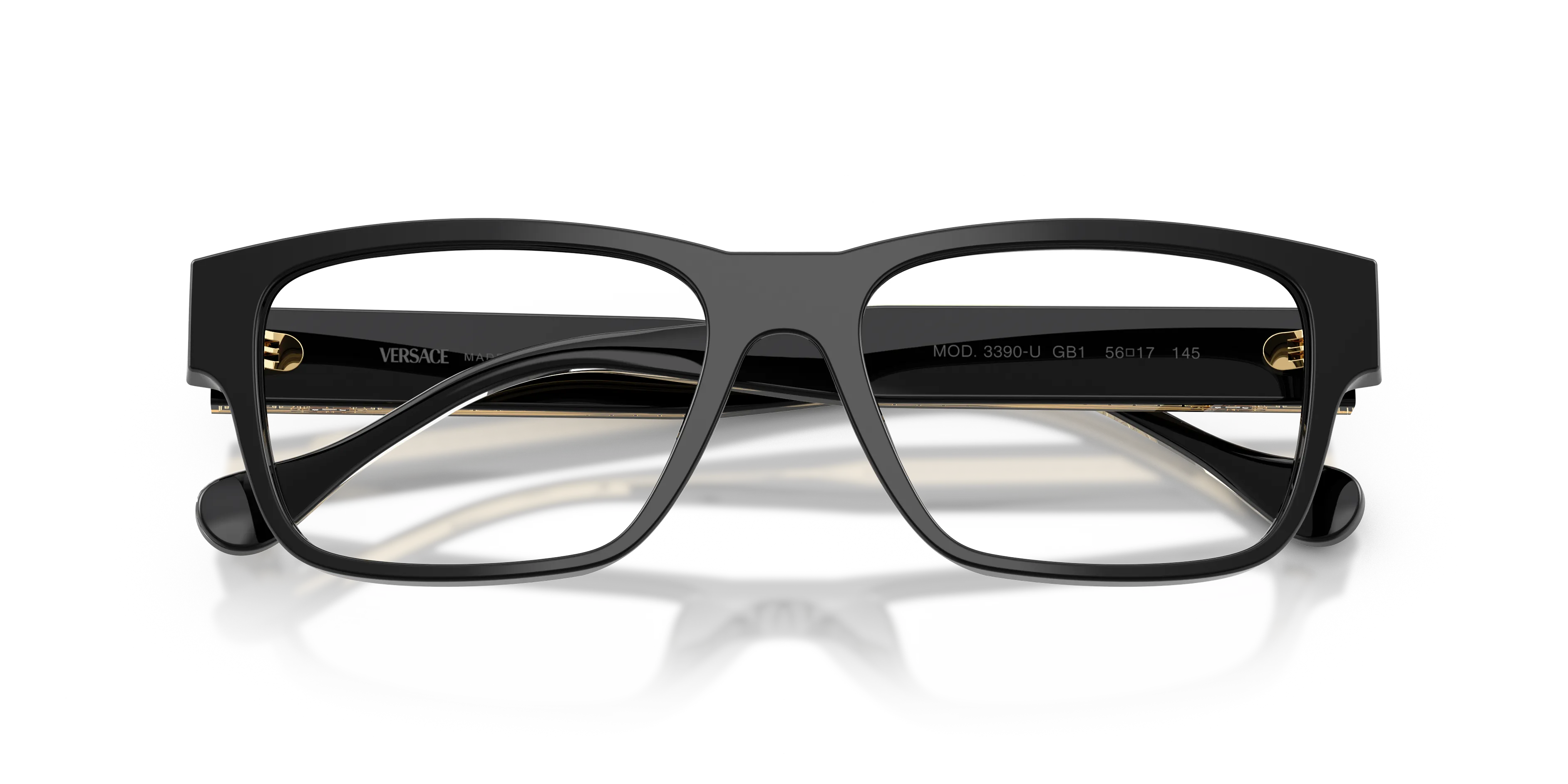 Versace VE3390U GB1 Montature da vista Acetato Nero Trasparente Squadrata Normale - immagine 2