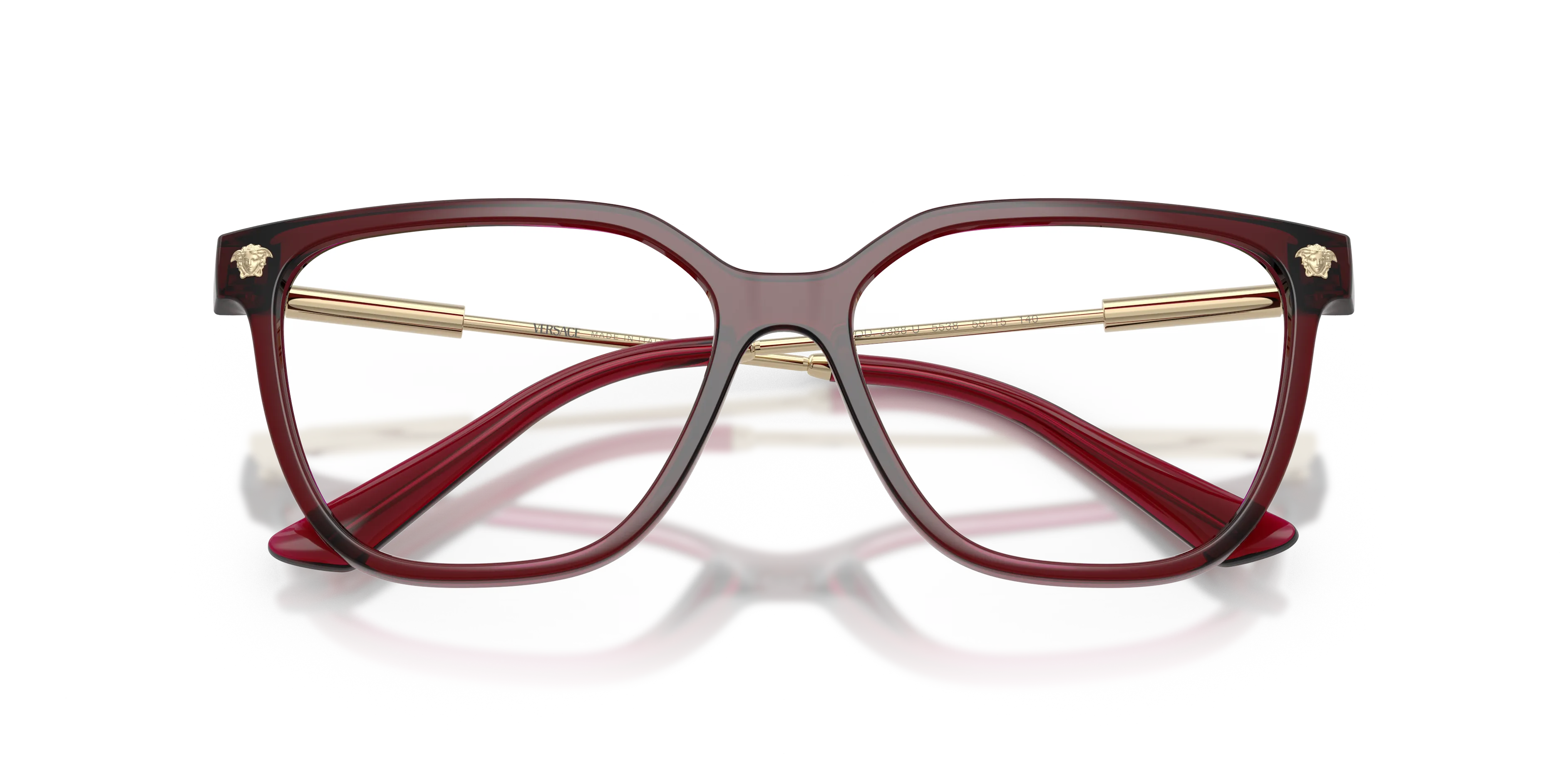 Versace VE3388U 5538 Montature da vista Iniettato Rosso Trasparente Squadrata Normale - immagine 2