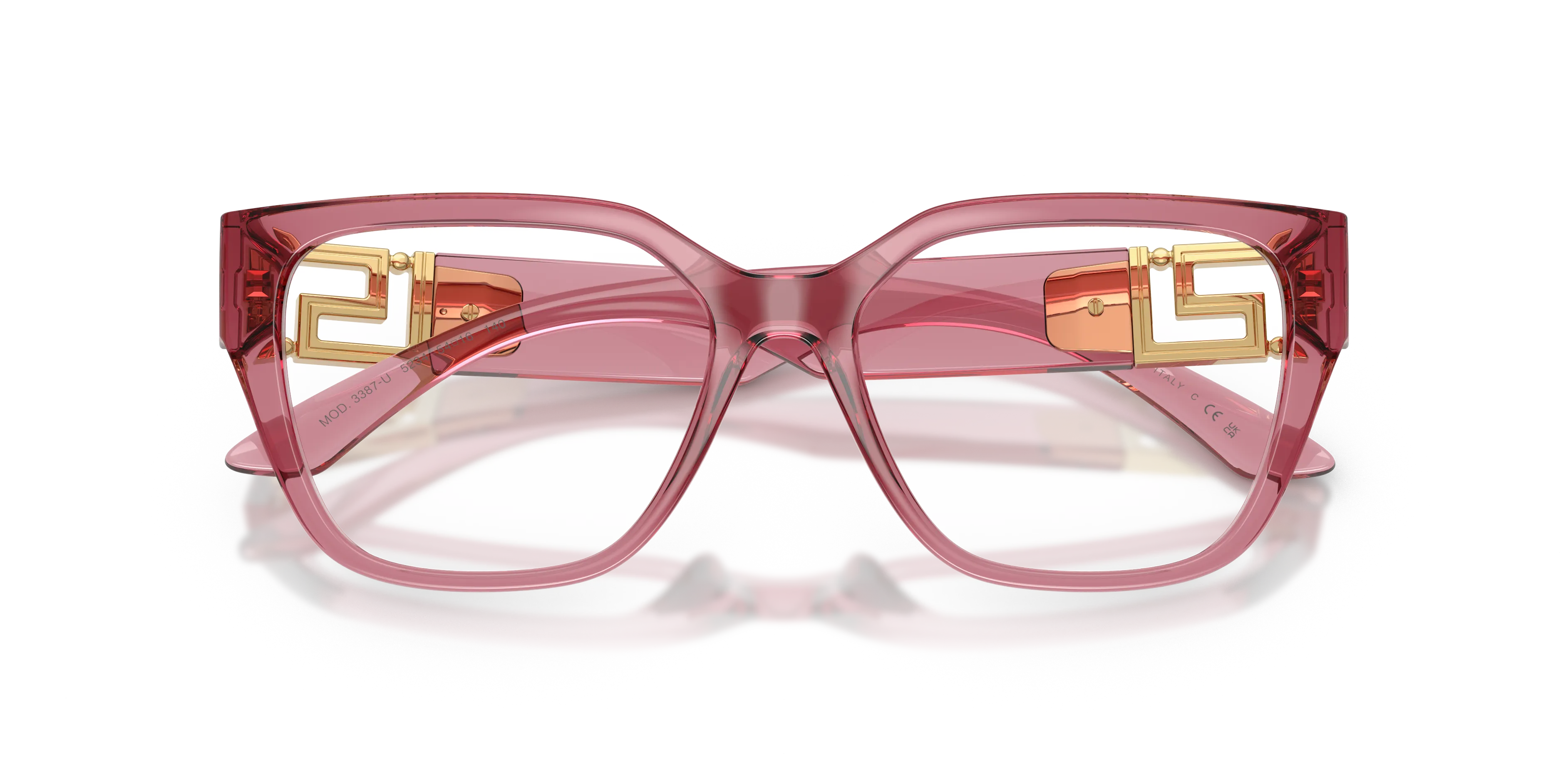 Versace VE3387U 5234 Montature da vista Iniettato Rosa Trasparente Squadrata Normale - immagine 2
