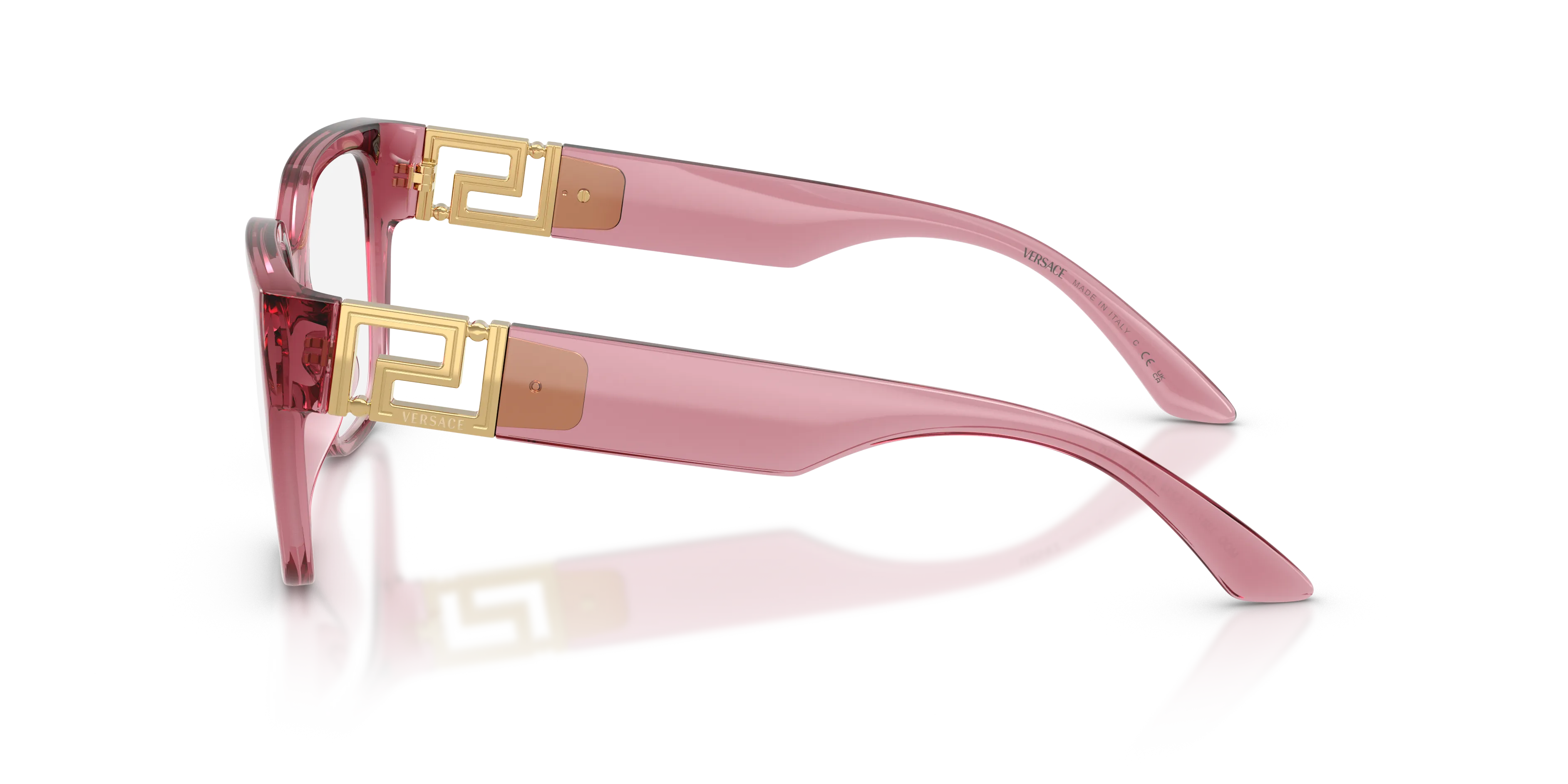 Versace VE3387U 5234 Montature da vista Iniettato Rosa Trasparente Squadrata Normale - immagine 4
