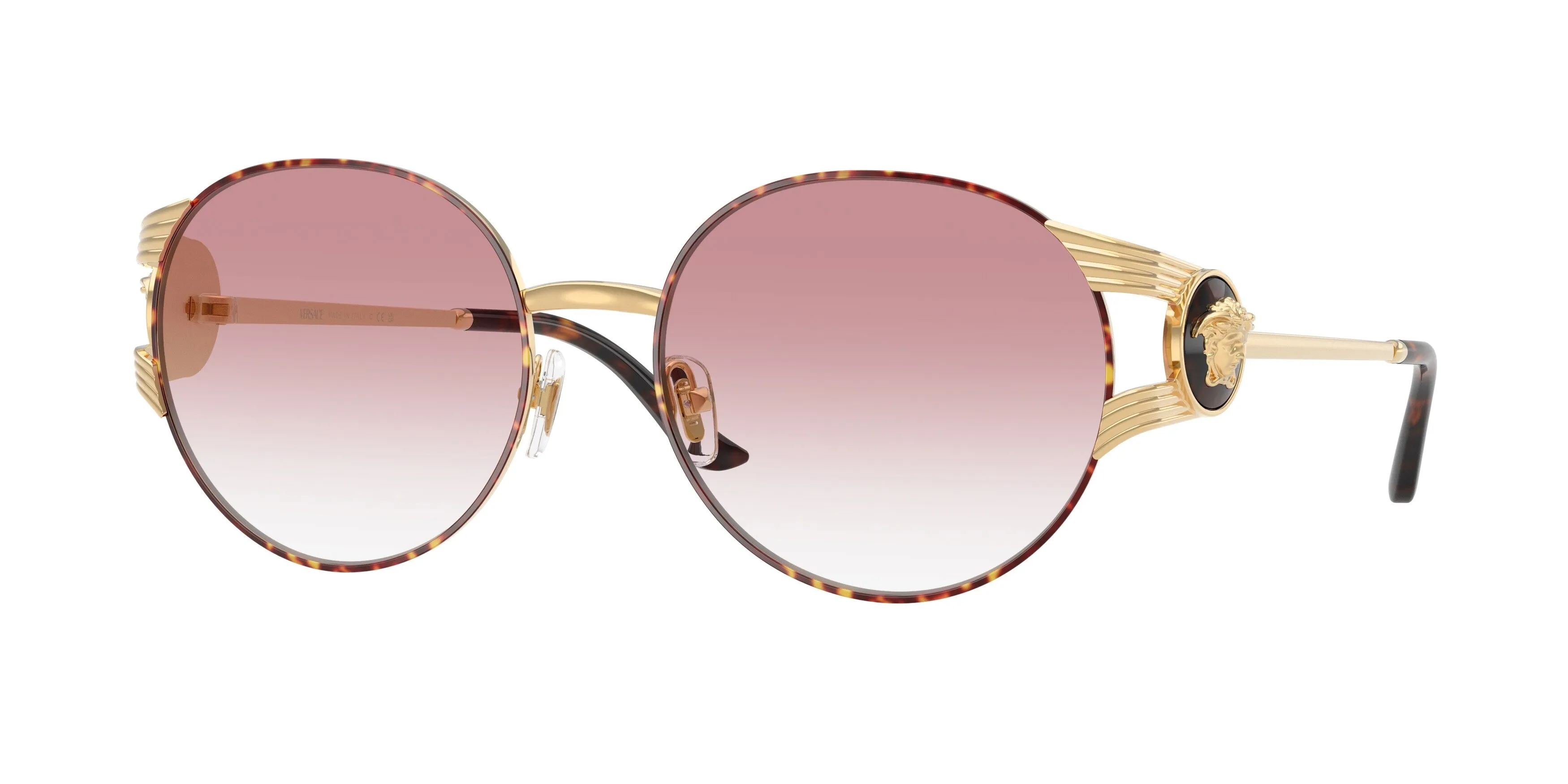 Versace VE2303 15253B Occhiali da sole Metallo Oro Rosa Rotonda Normale Sfumato - immagine 1