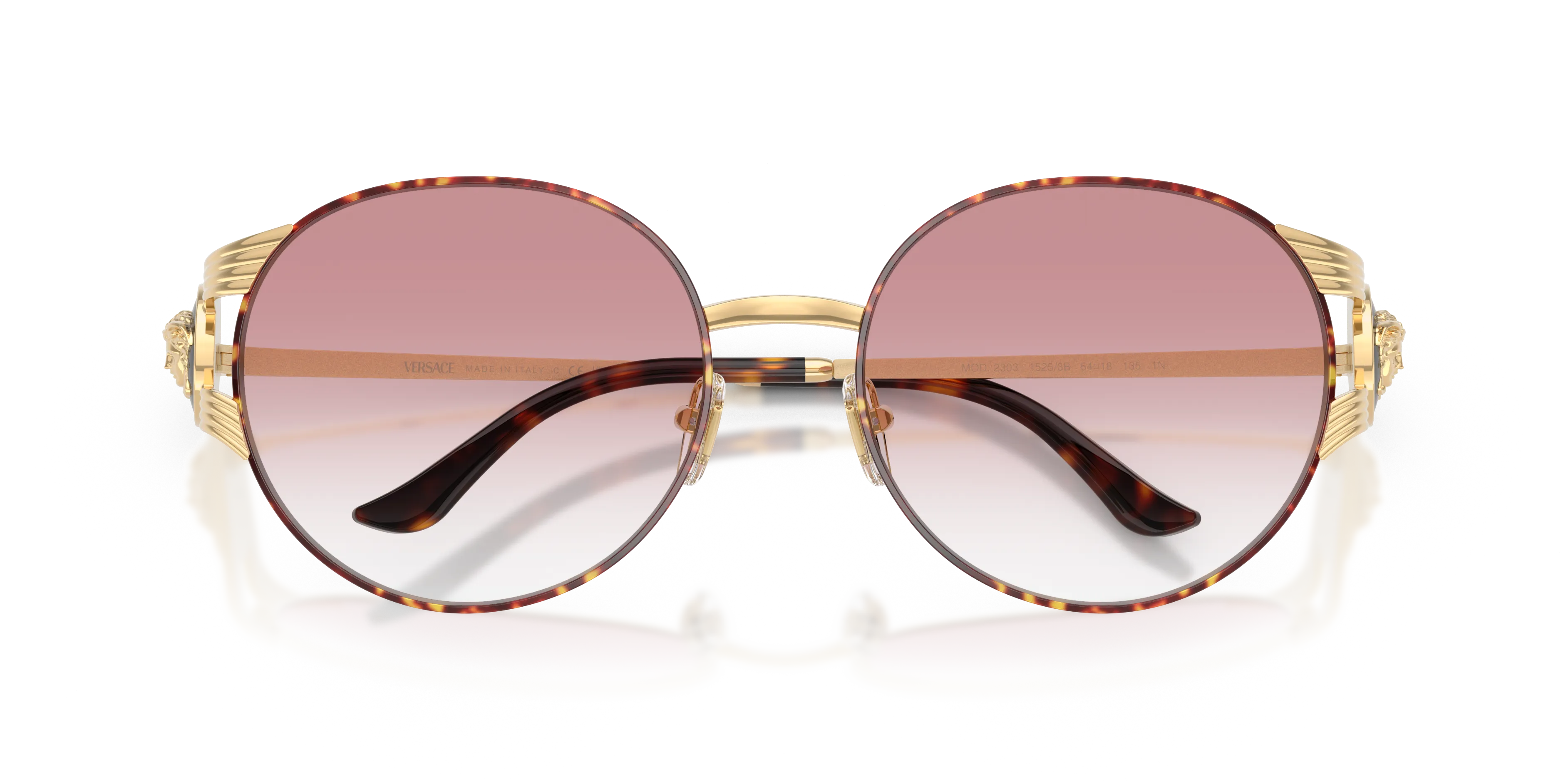 Versace VE2303 15253B Occhiali da sole Metallo Oro Rosa Rotonda Normale Sfumato - immagine 2