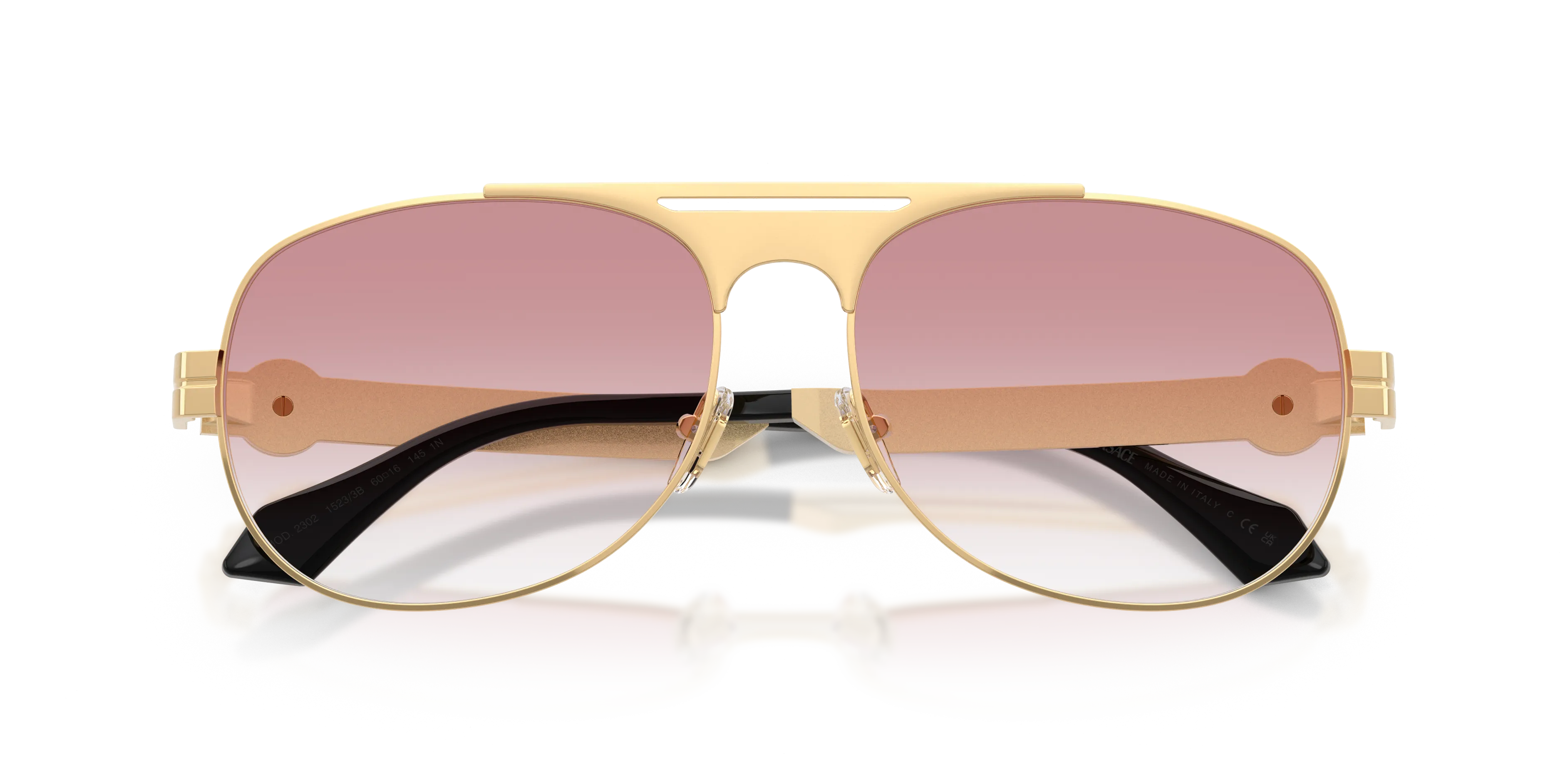 Versace VE2302 15233B Occhiali da sole Metallo Oro Rosa Pilot Normale Sfumato - immagine 2