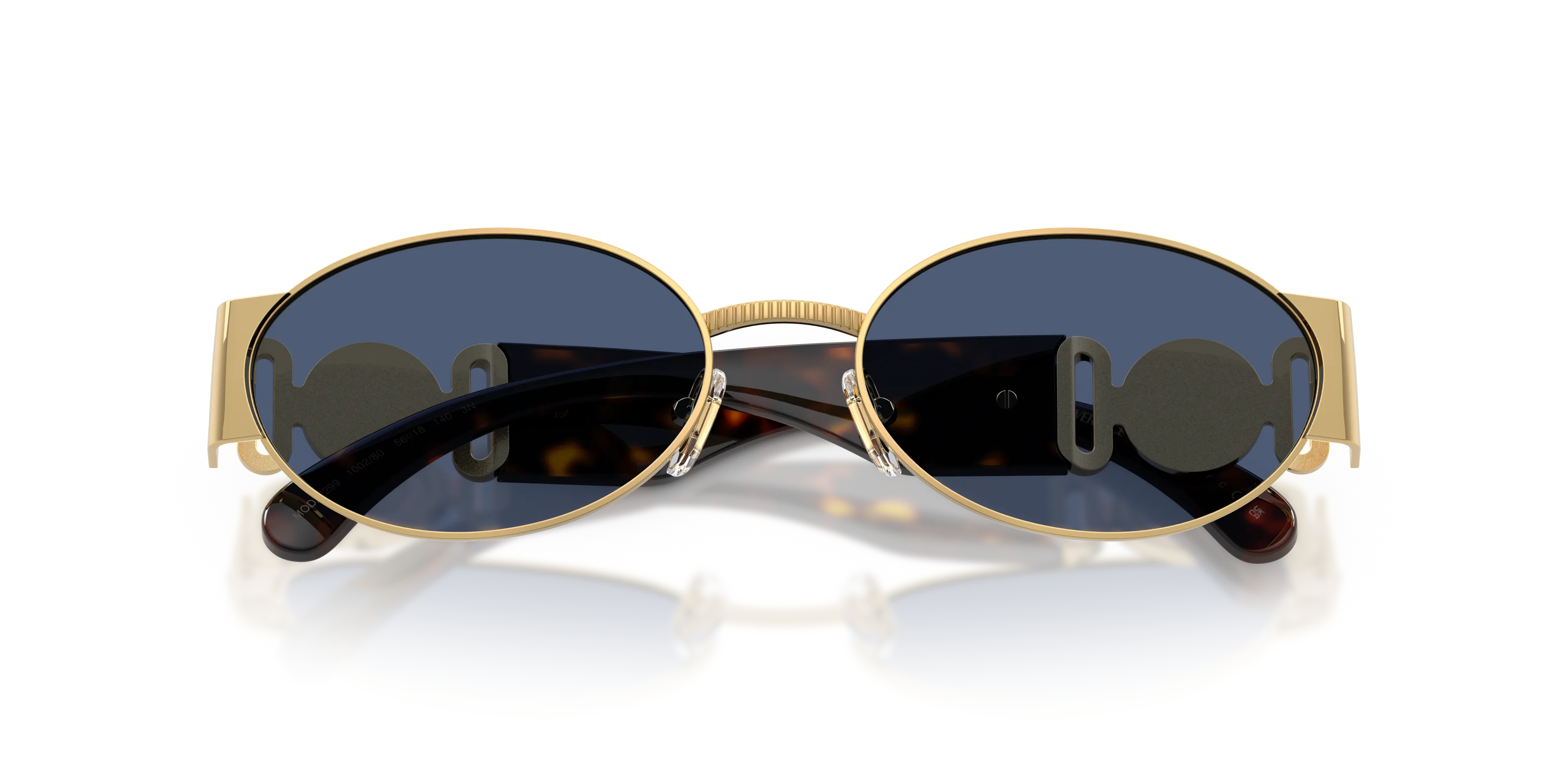 Versace VE2299 100280 Occhiali da sole Metallo Oro Blu Rotonda Normale - immagine 2