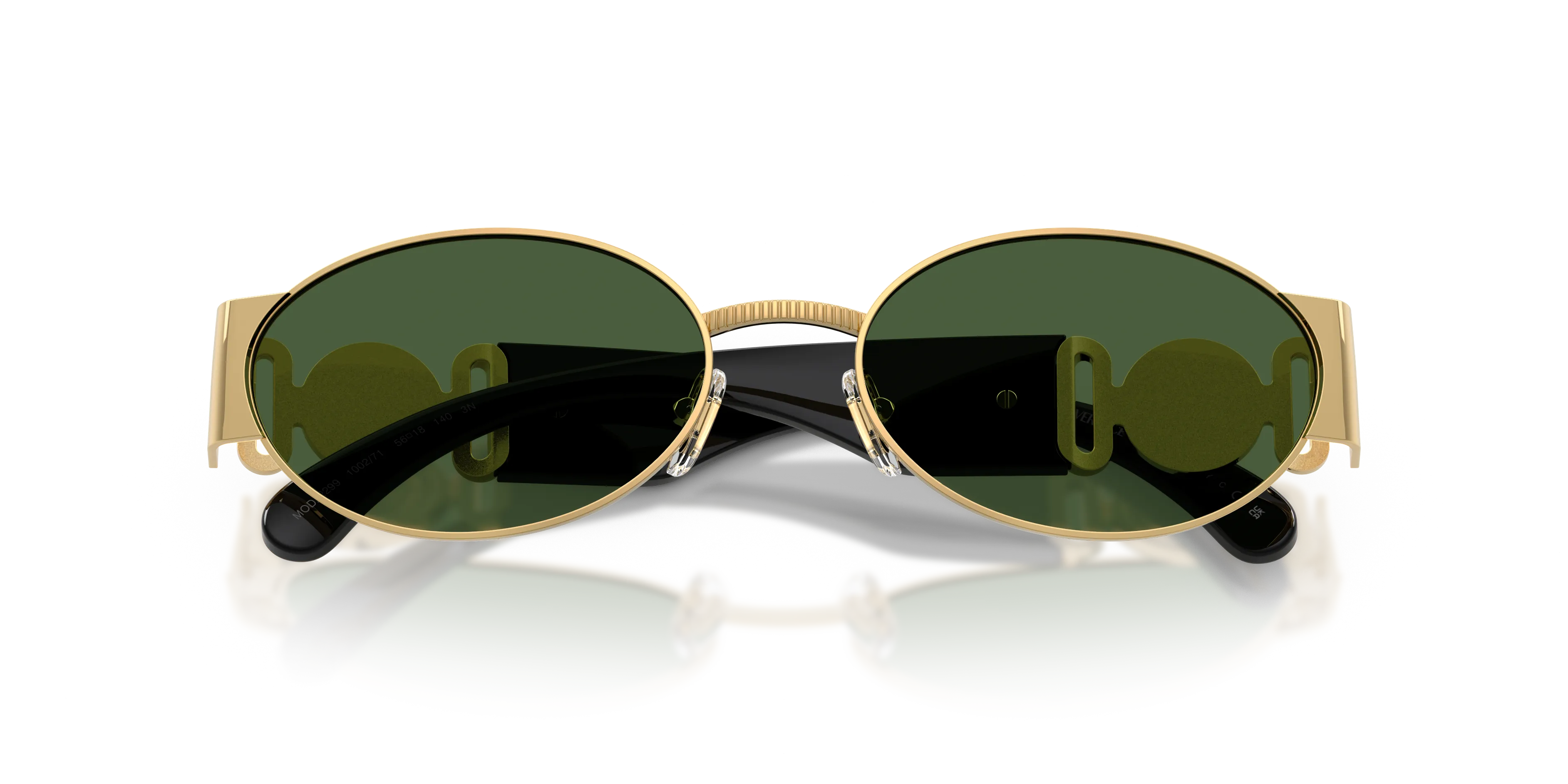 Versace VE2299 100271 Occhiali da sole Metallo Oro Verde Rotonda Normale - immagine 2