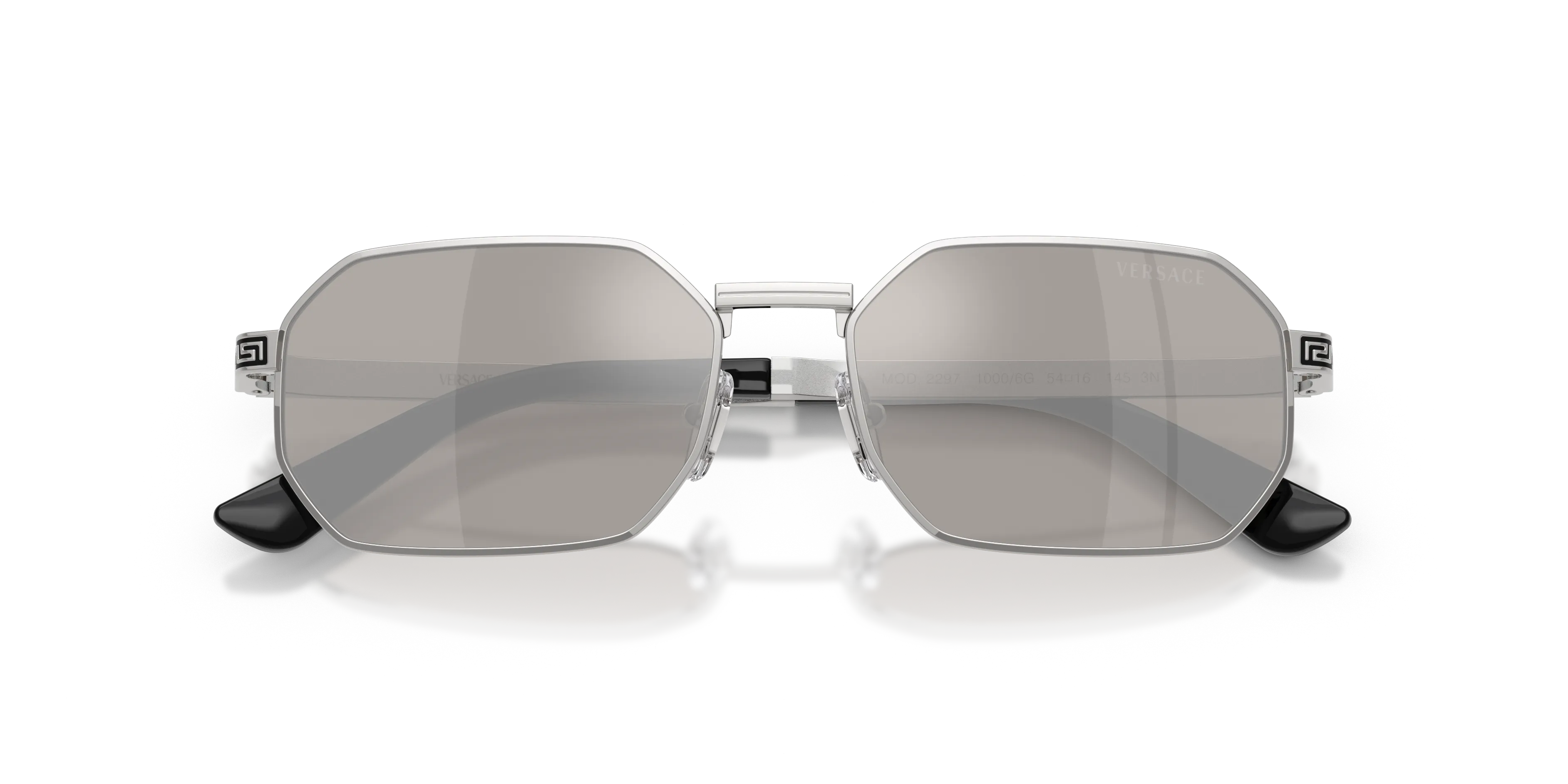 Versace VE2297 10006G Occhiali da sole Metallo Argento Grigio Squadrata Specchiate - immagine 2
