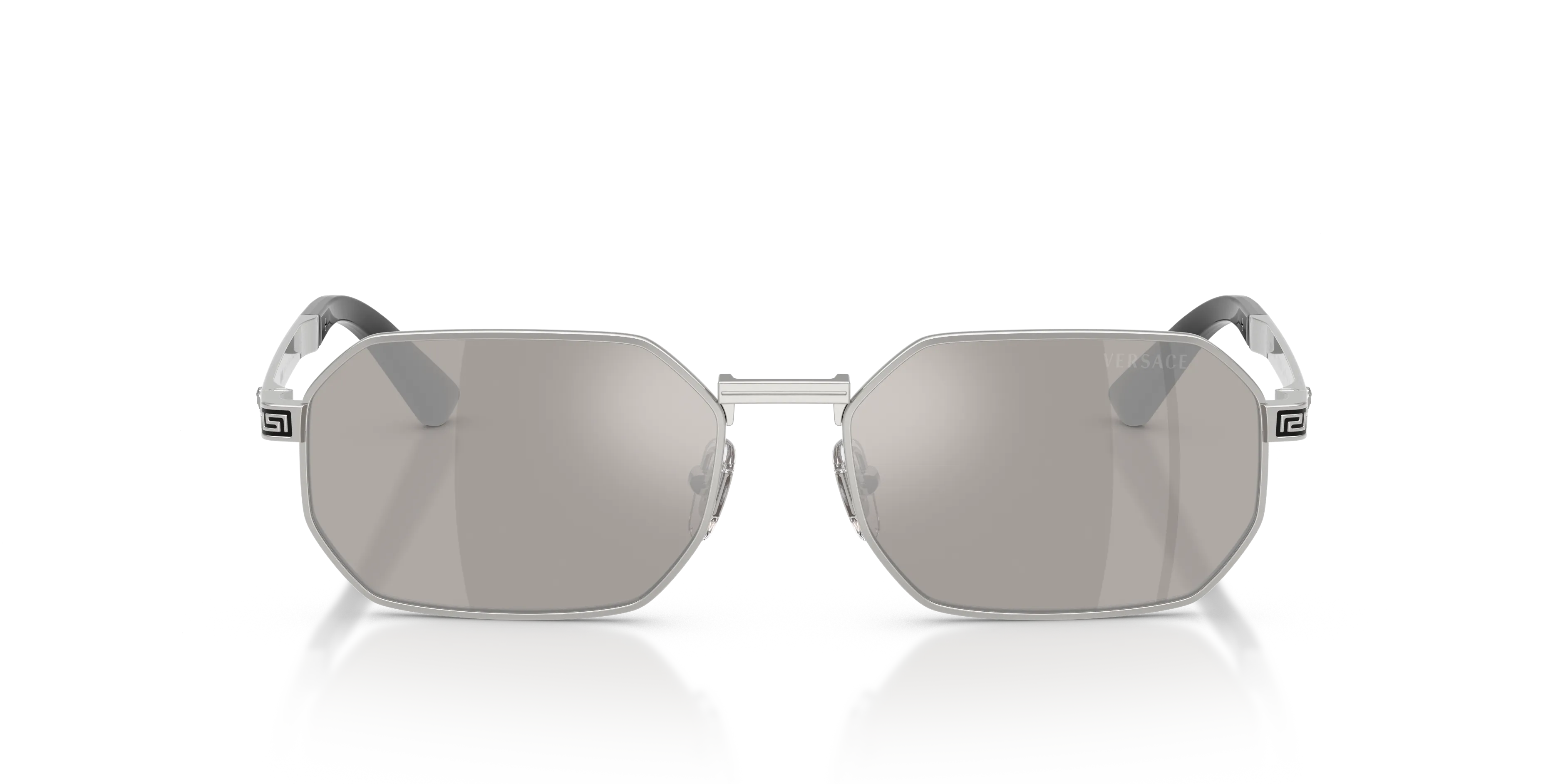 Versace VE2297 10006G Occhiali da sole Metallo Argento Grigio Squadrata Specchiate - immagine 3