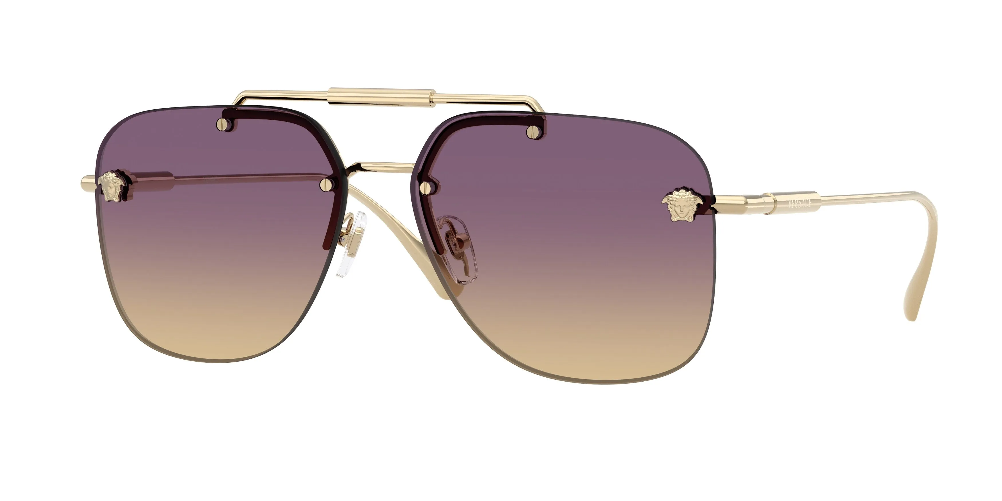 Versace VE2296 125270 Occhiali da sole Metallo Oro Giallo Squadrata Normale Sfumato - immagine 1