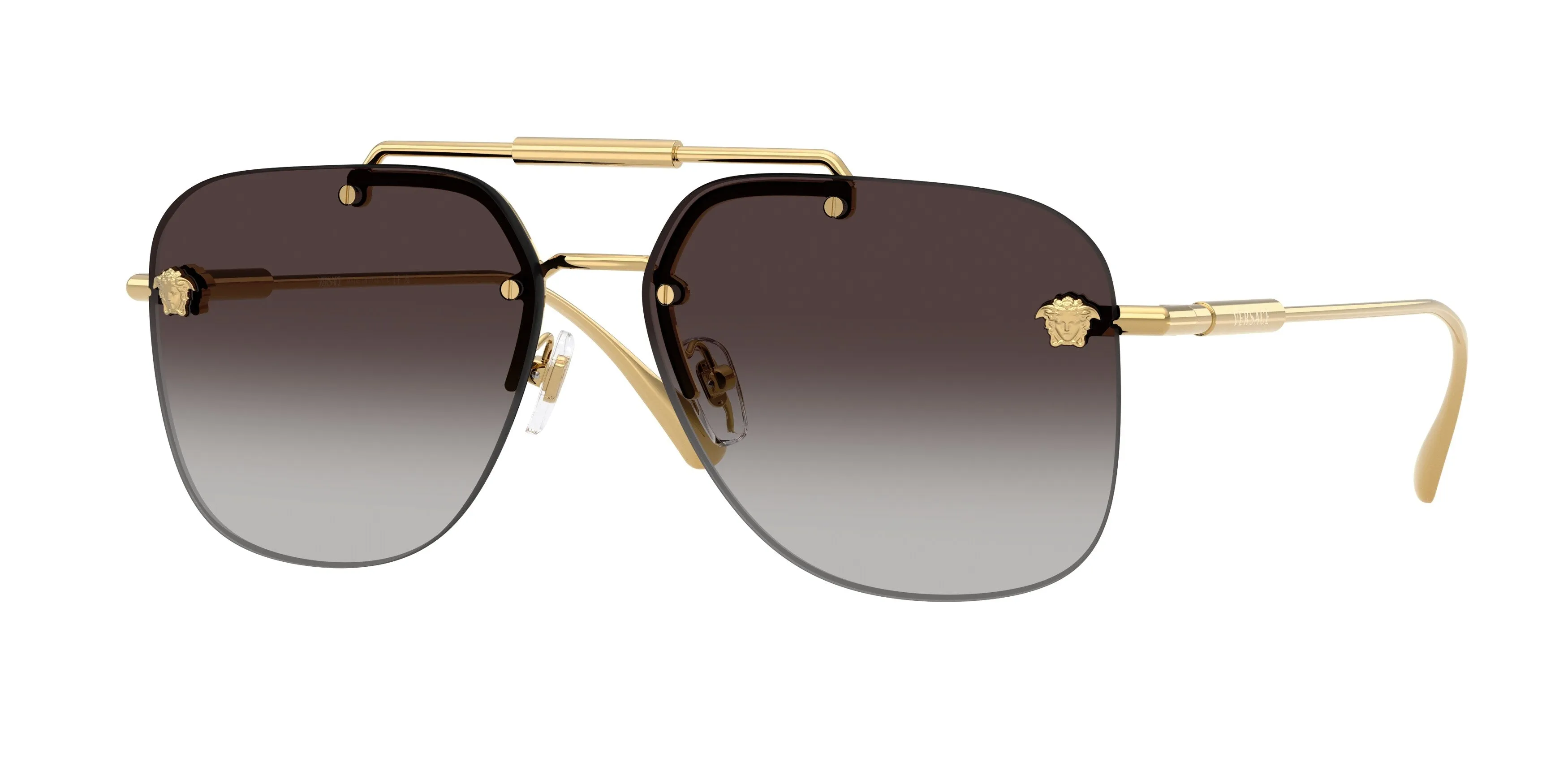 Versace VE2296 100284 Occhiali da sole Metallo Oro Grigio Squadrata Normale Sfumato - immagine 1