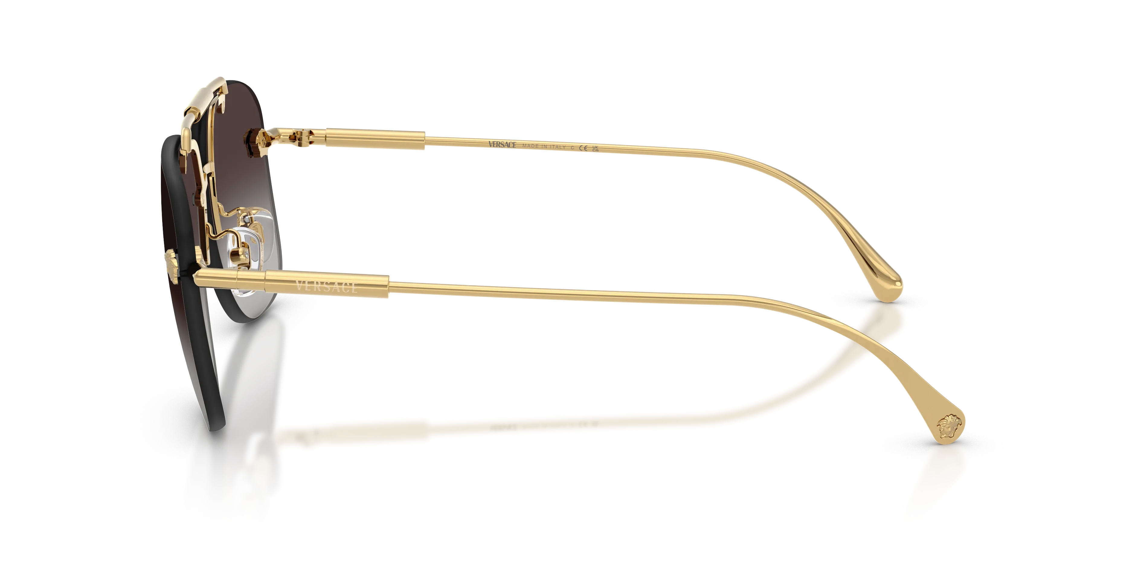Versace VE2296 100284 Occhiali da sole Metallo Oro Grigio Squadrata Normale Sfumato - immagine 4