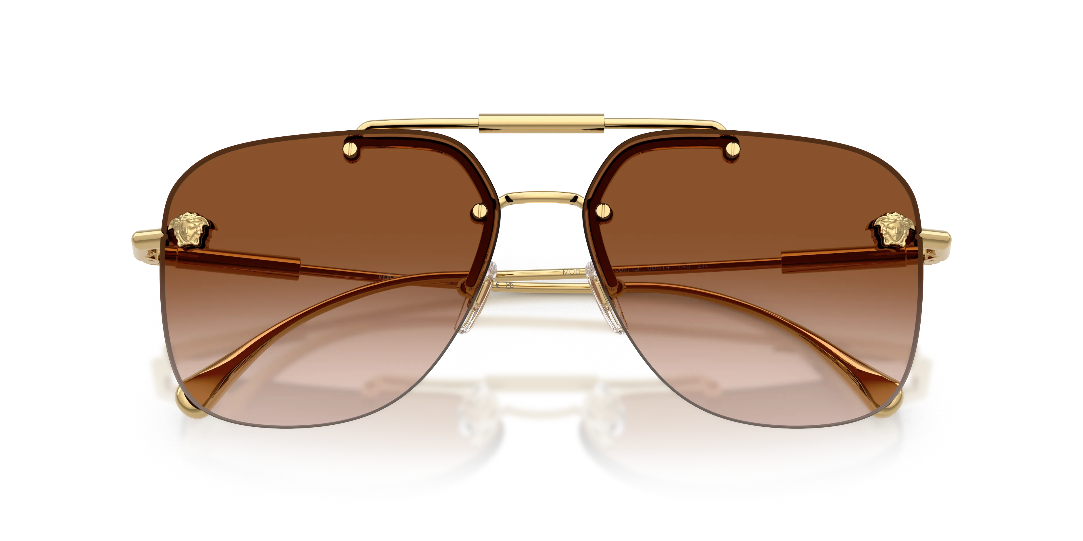 Versace VE2296 100213 Occhiali da sole Metallo Oro Marrone Squadrata Normale Sfumato - immagine 2