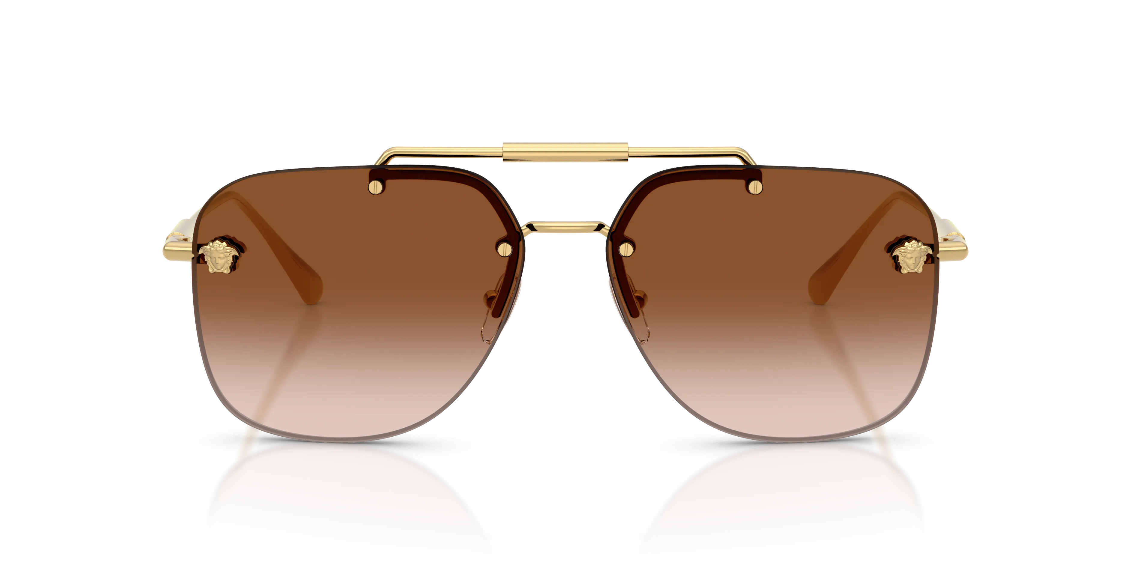 Versace VE2296 100213 Occhiali da sole Metallo Oro Marrone Squadrata Normale Sfumato - immagine 3