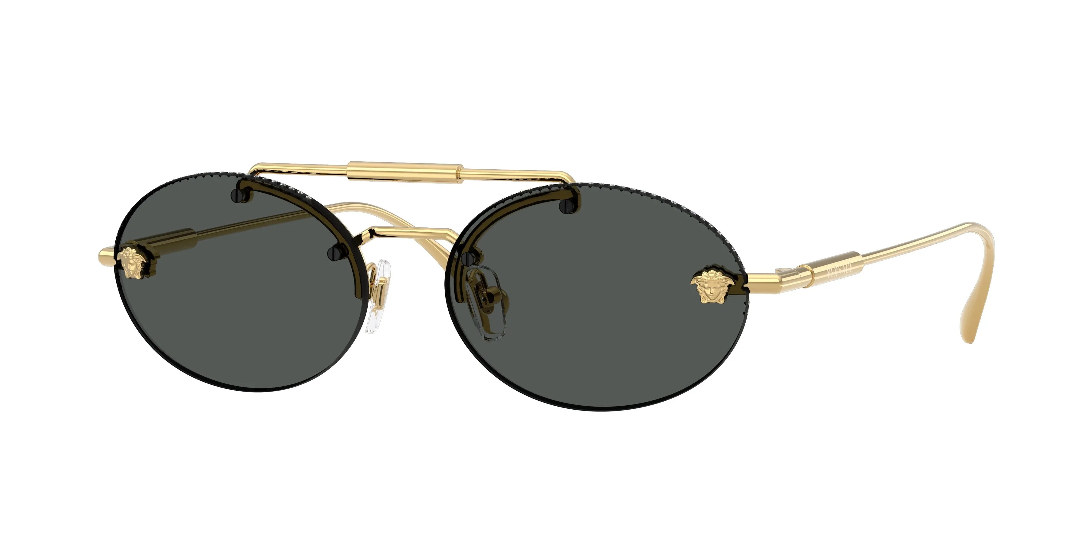 Versace VE2295 100287 Occhiali da sole Metallo Oro Grigio Rotonda Normale - immagine 1