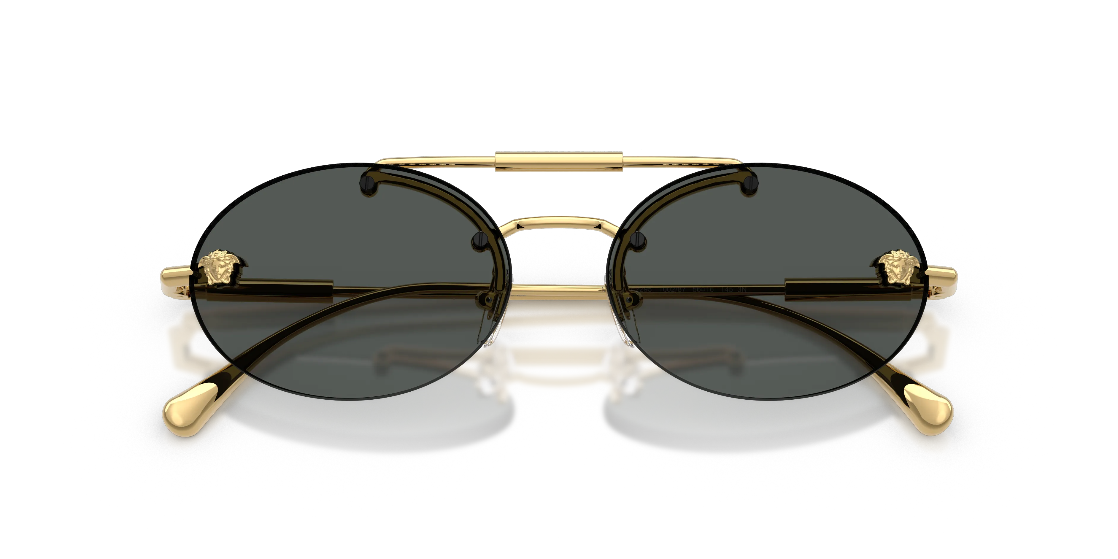 Versace VE2295 100287 Occhiali da sole Metallo Oro Grigio Rotonda Normale - immagine 2