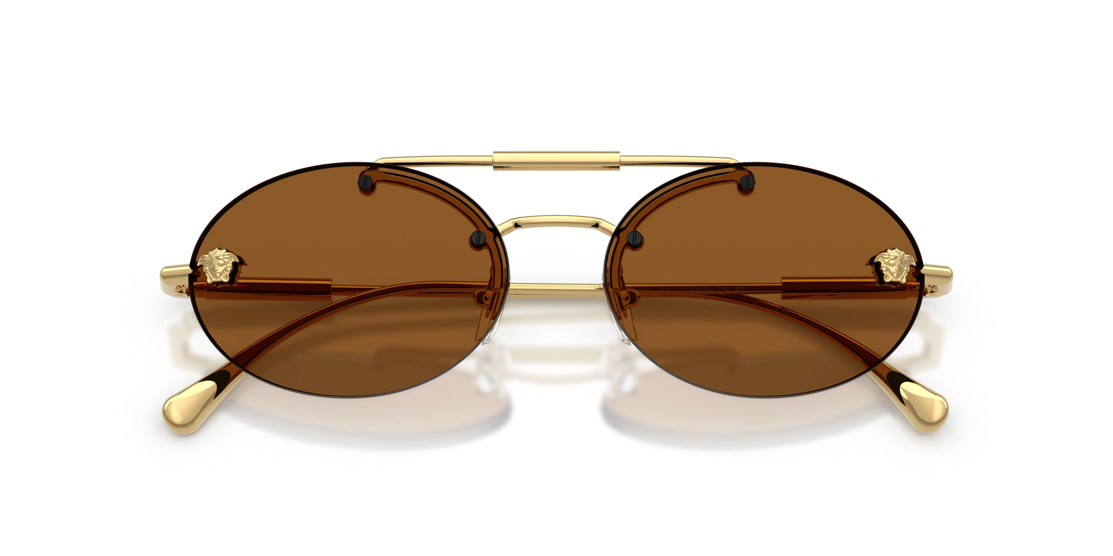 Versace VE2295 100273 Occhiali da sole Metallo Oro Marrone Rotonda Normale - immagine 2