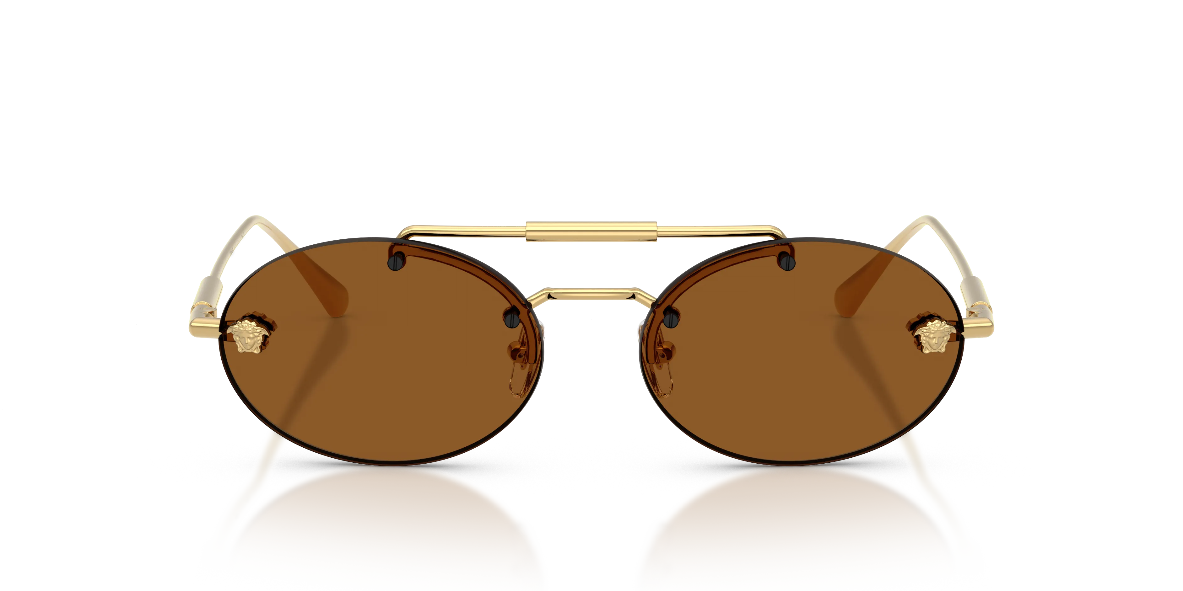 Versace VE2295 100273 Occhiali da sole Metallo Oro Marrone Rotonda Normale - immagine 3