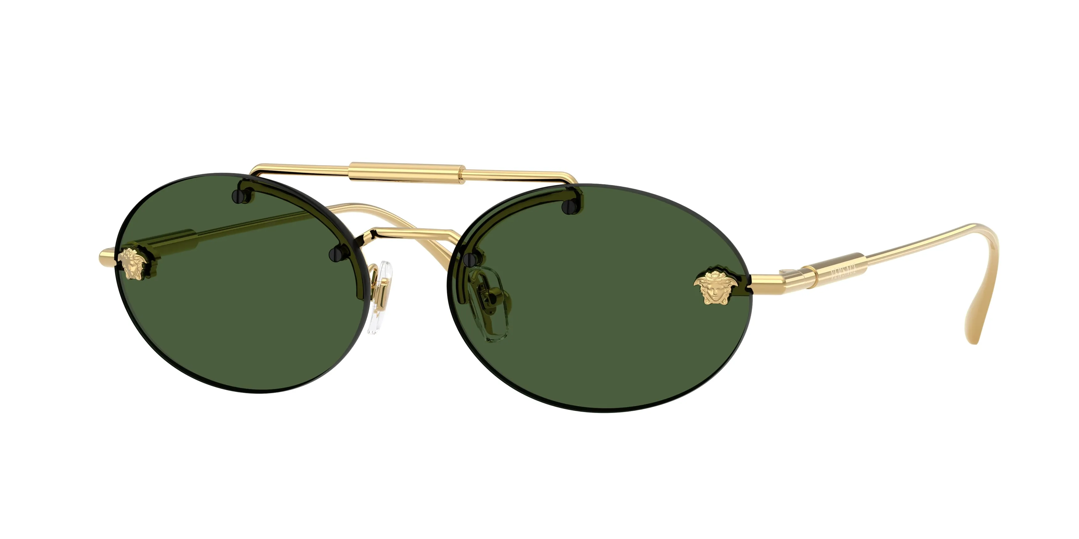 Versace VE2295 100271 Occhiali da sole Metallo Oro Verde Rotonda Normale - immagine 1