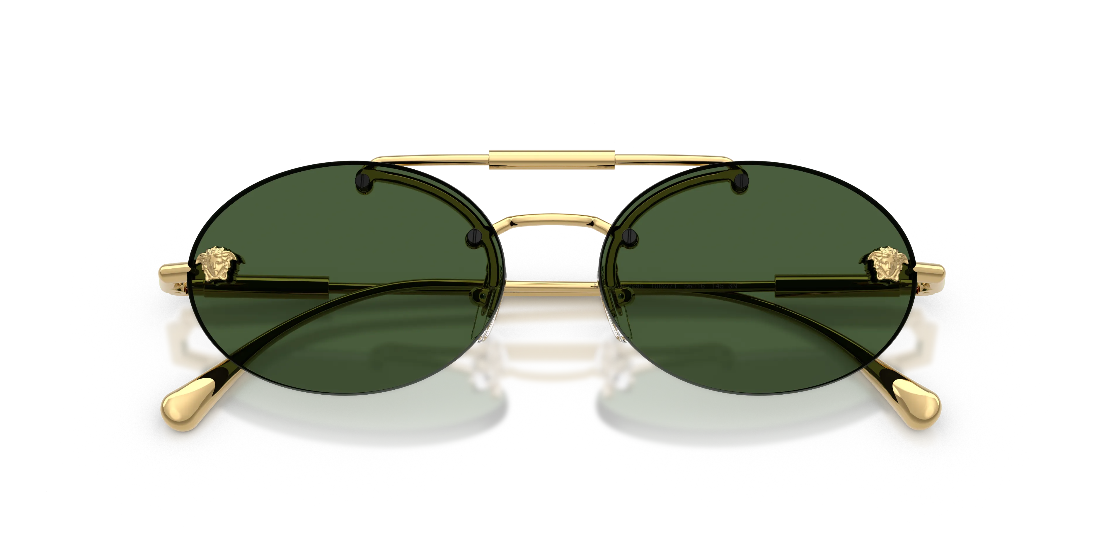 Versace VE2295 100271 Occhiali da sole Metallo Oro Verde Rotonda Normale - immagine 2