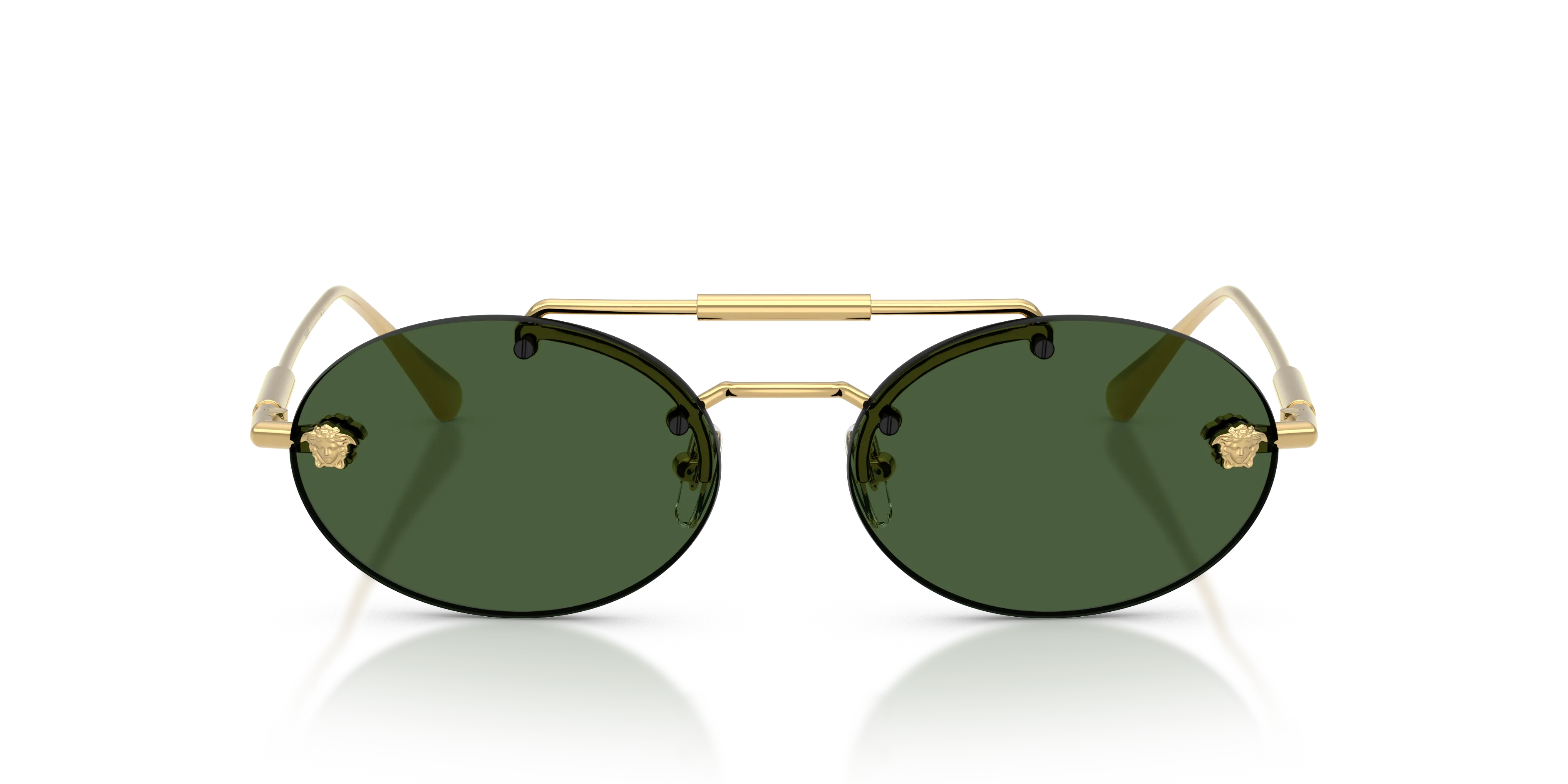 Versace VE2295 100271 Occhiali da sole Metallo Oro Verde Rotonda Normale - immagine 3