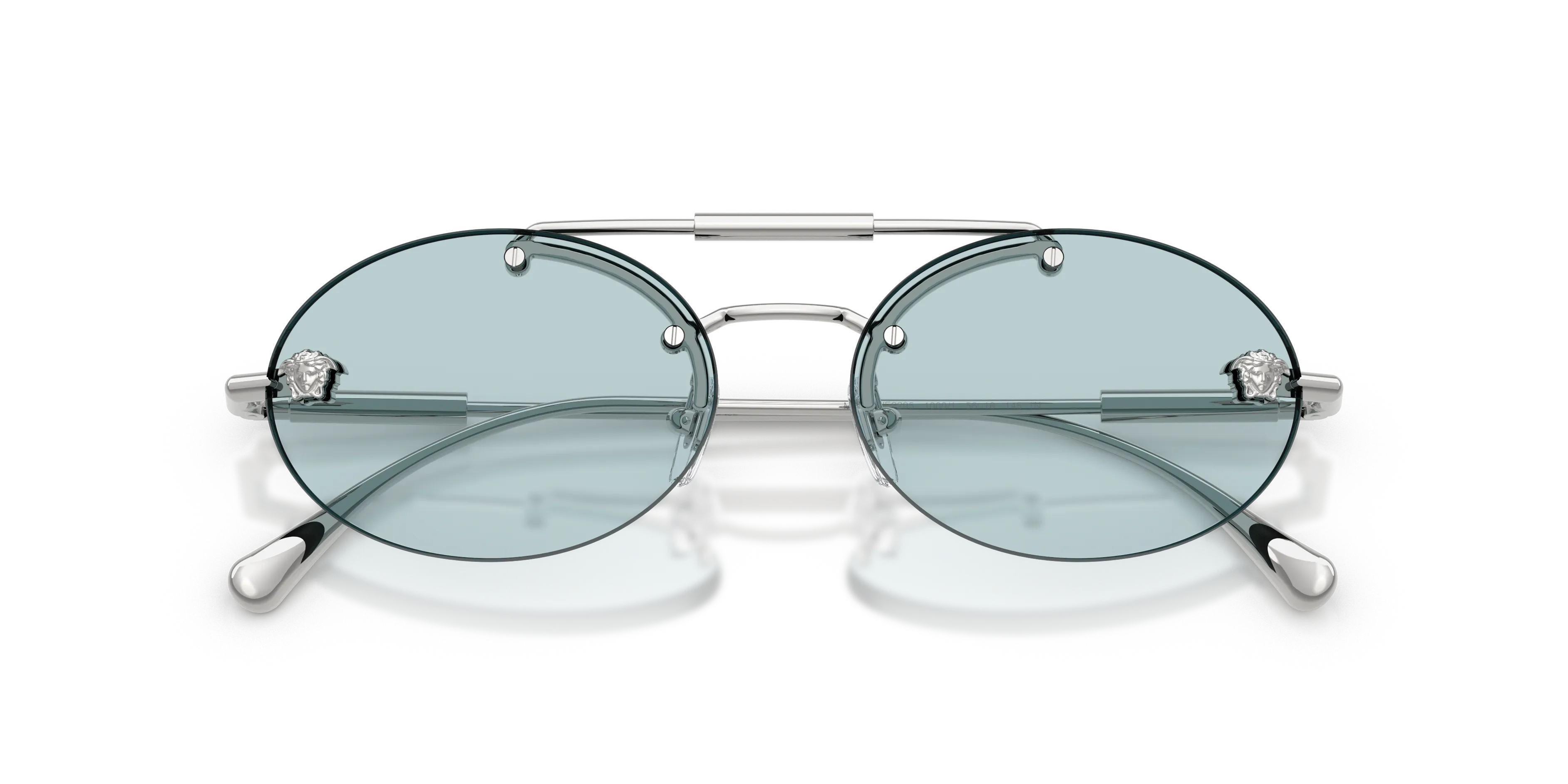 Versace VE2295 1000/1 Occhiali da sole Metallo Argento Blu Rotonda Normale - immagine 2