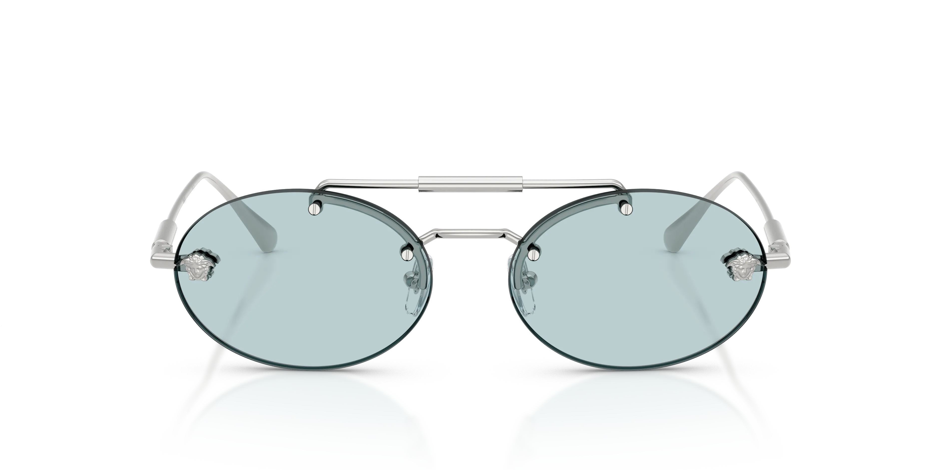 Versace VE2295 1000/1 Occhiali da sole Metallo Argento Blu Rotonda Normale - immagine 3