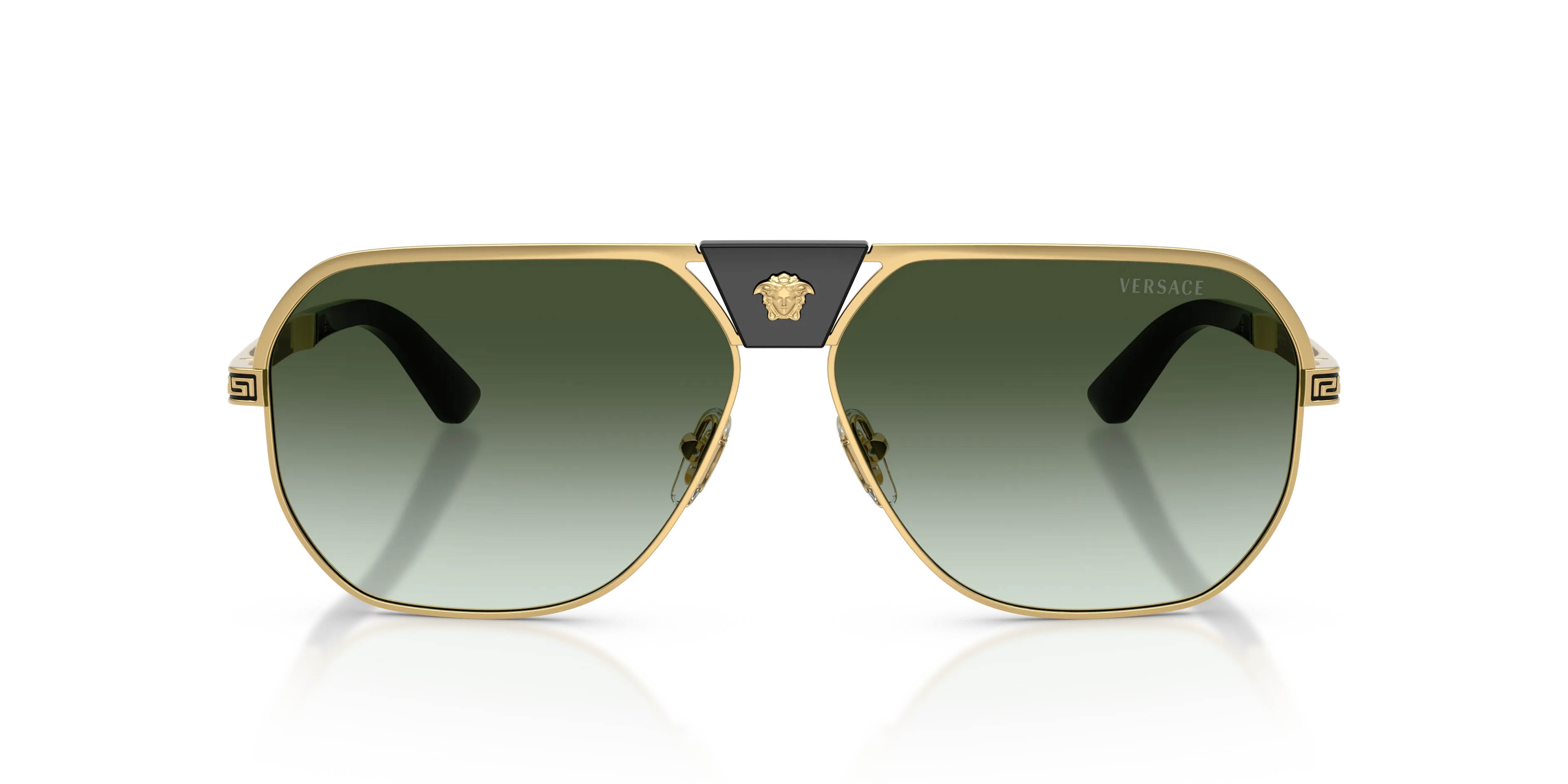 Versace VE2294 10028E Occhiali da sole Metallo Oro Verde Squadrata Normale Sfumato - immagine 3