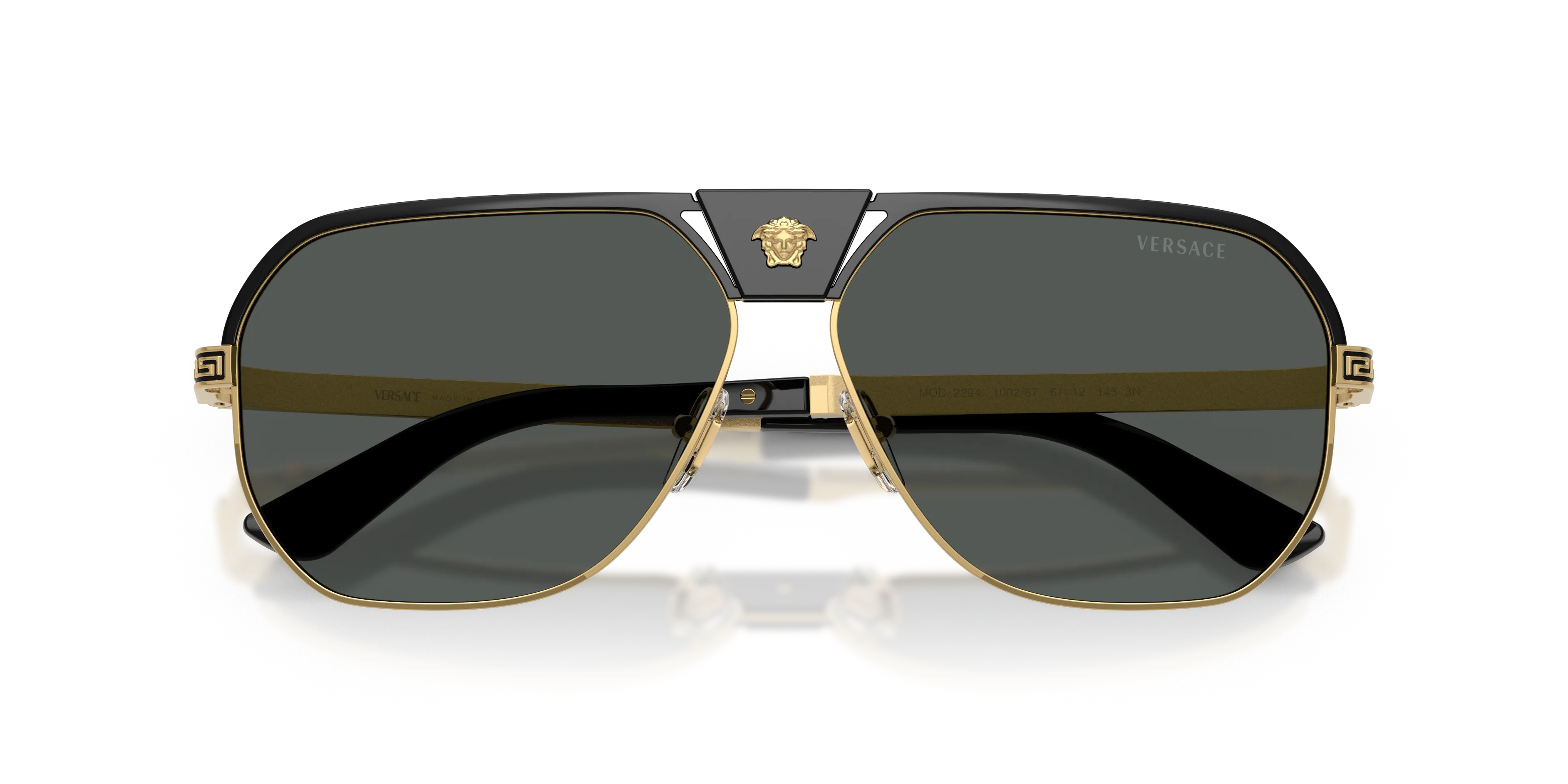 Versace VE2294 100287 Occhiali da sole Metallo Nero Grigio Squadrata Normale - immagine 2
