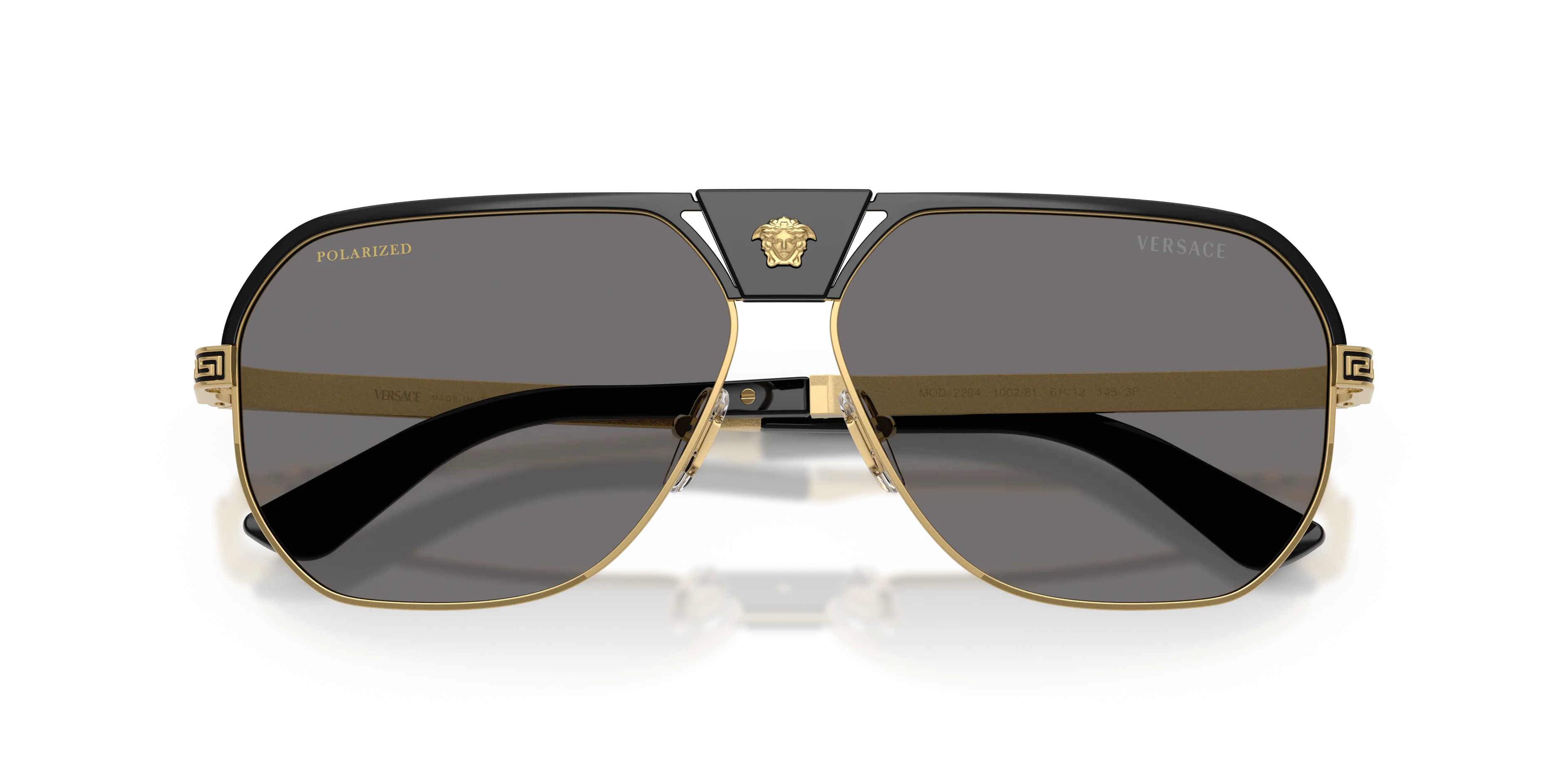 Versace VE2294 100281 Occhiali da sole Metallo Nero Grigio Squadrata Polarizzata - immagine 2