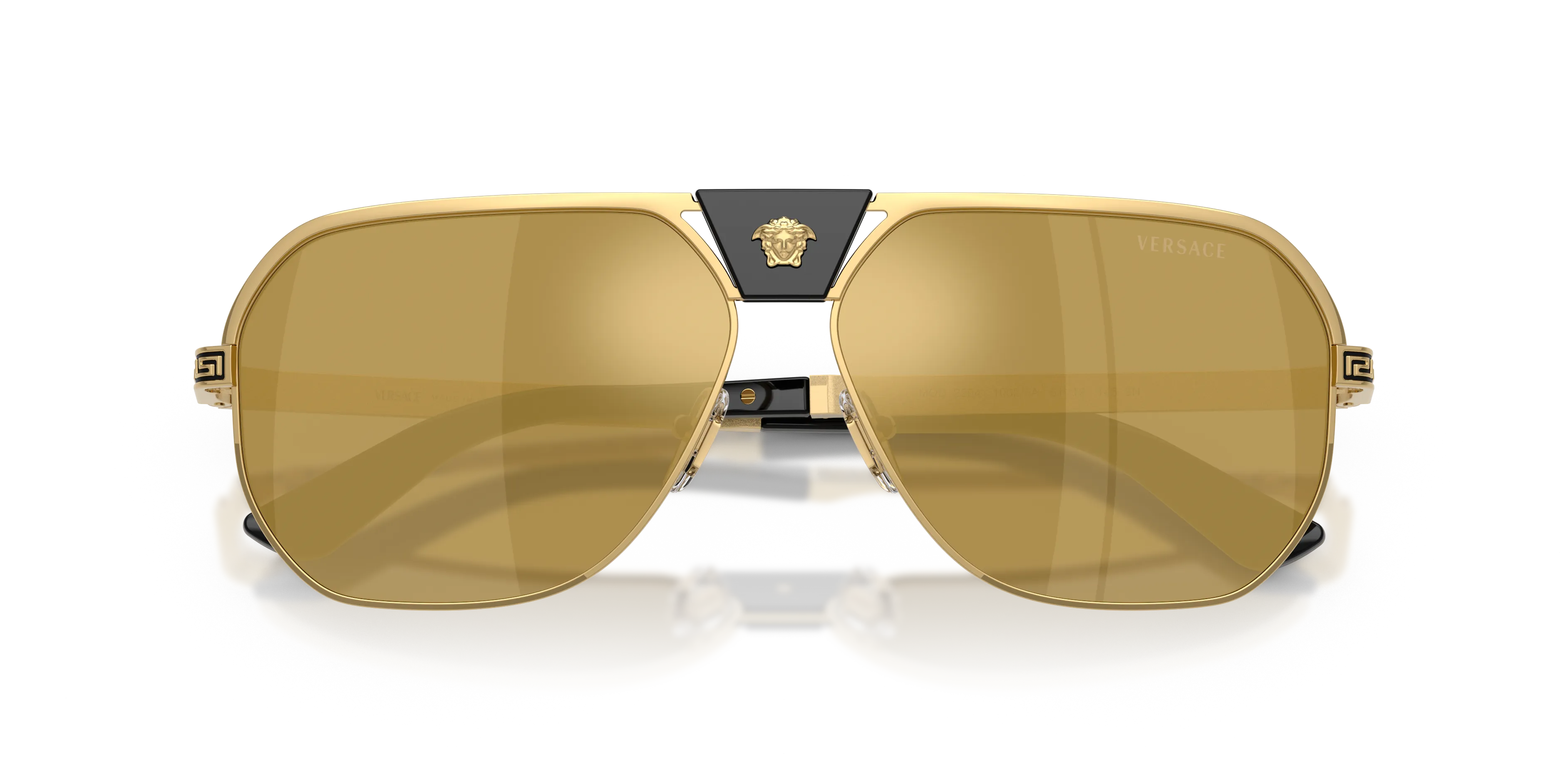 Versace VE2294 10025A Occhiali da sole Metallo Oro Marrone Squadrata Specchiate - immagine 2