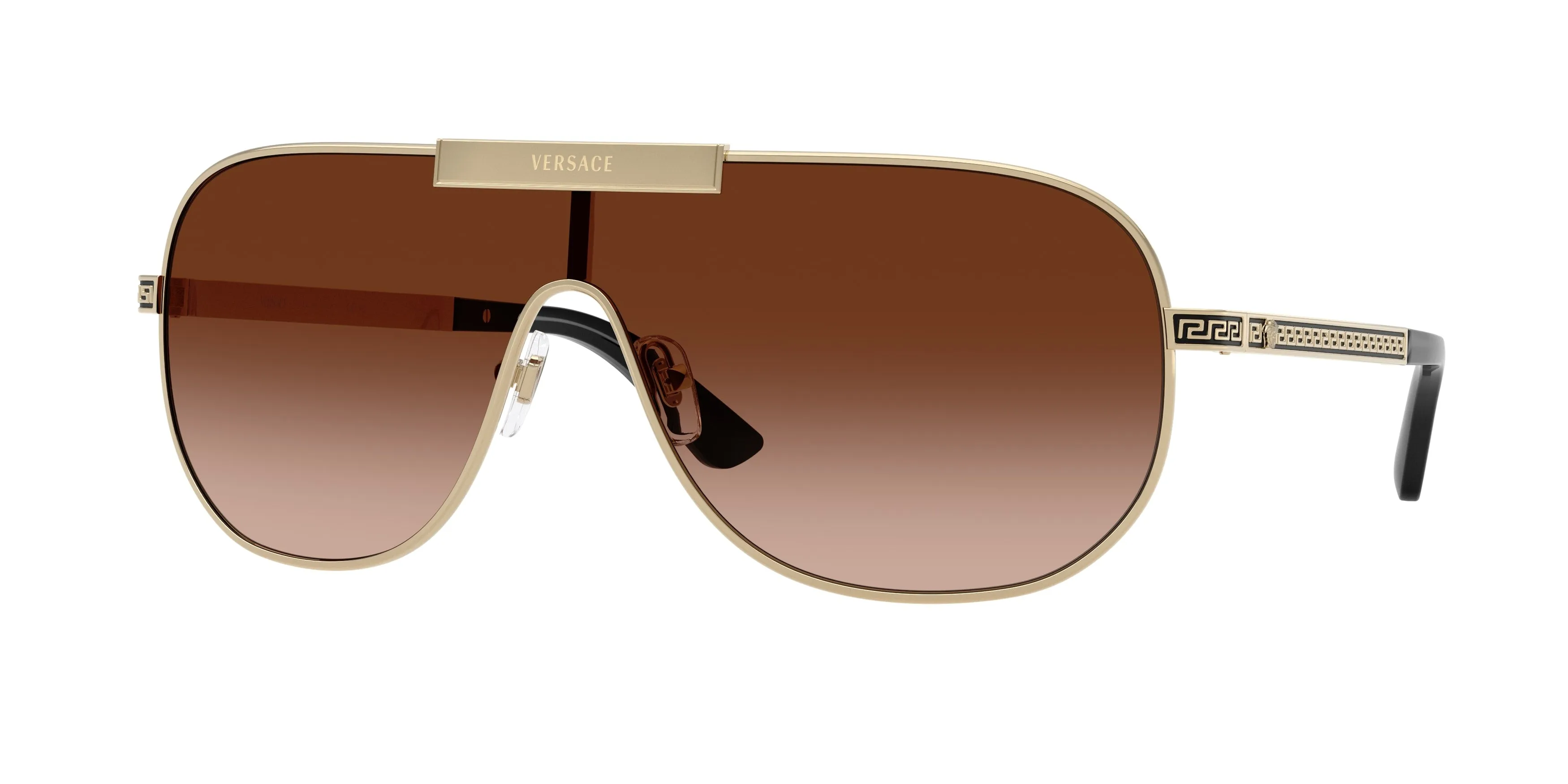 Versace VE2293 125213 Occhiali da sole Metallo Oro Marrone Geometrica Normale Sfumato - immagine 1