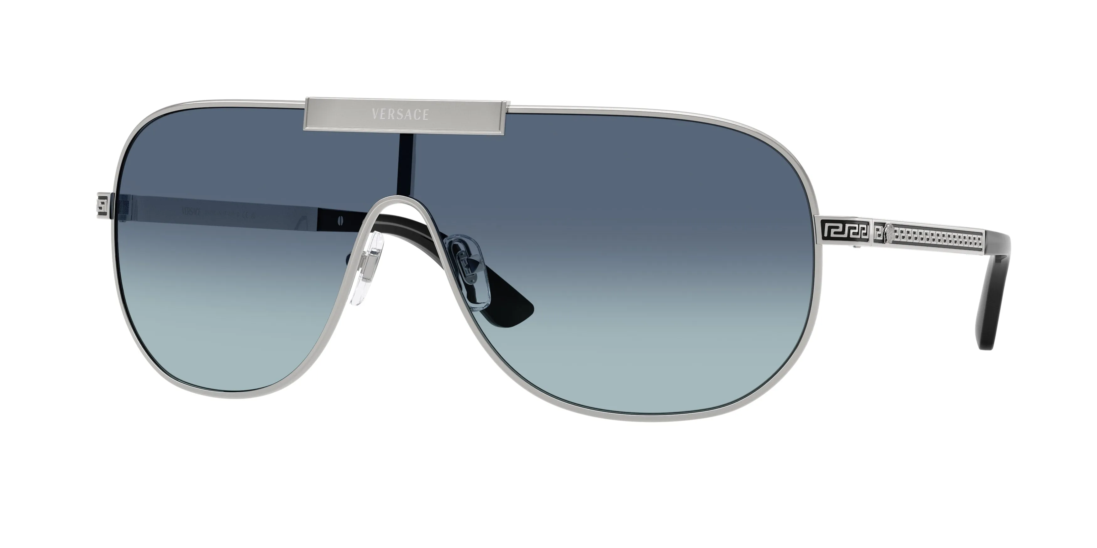 Versace VE2293 100019 Occhiali da sole Metallo Argento Blu Geometrica Normale Sfumato - immagine 1