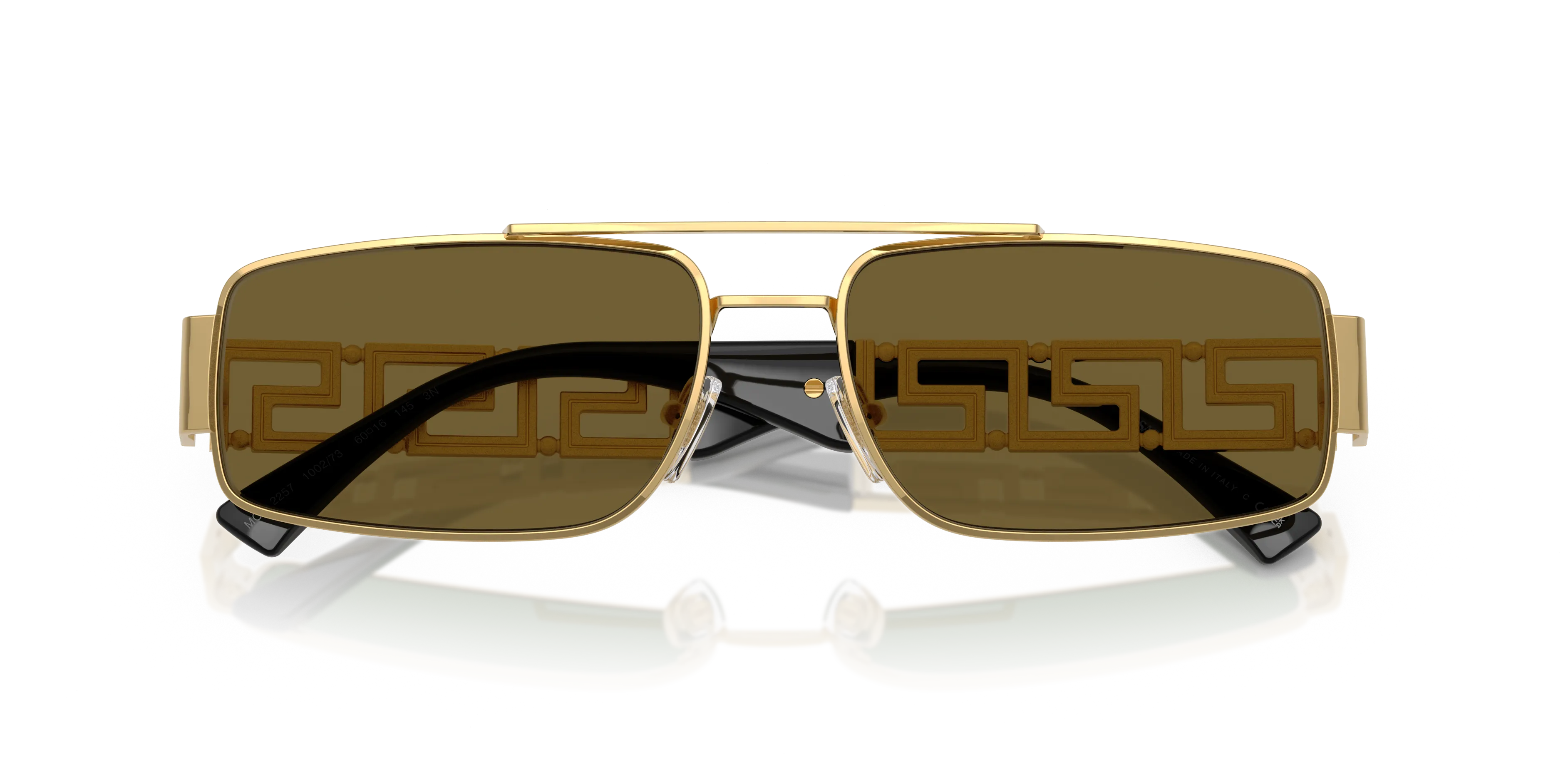 Versace VE2257 100273 Occhiali da sole Metallo Oro Marrone Squadrata Normale - immagine 2