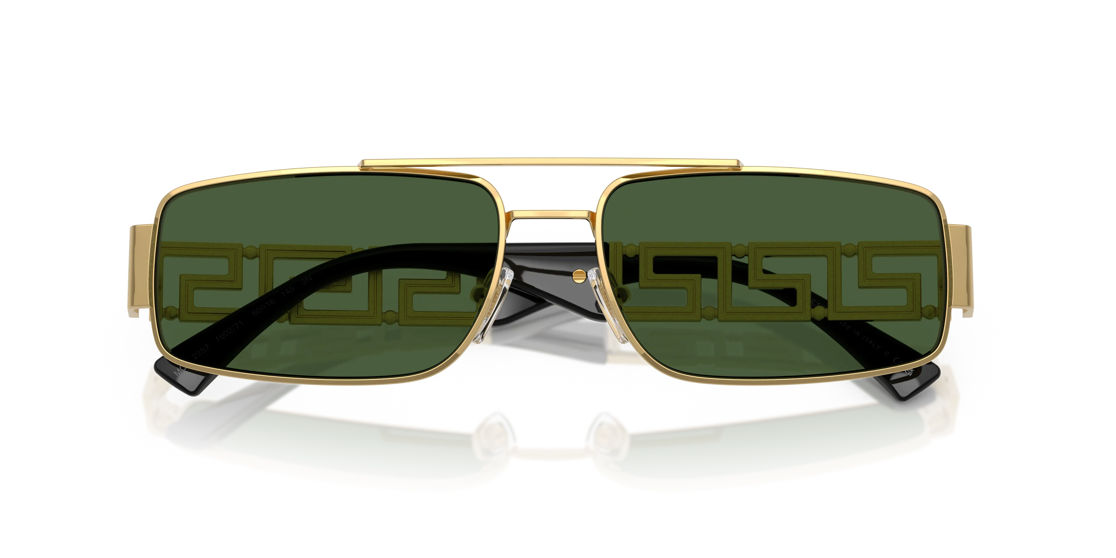 Versace VE2257 100271 Occhiali da sole Metallo Oro Verde Squadrata Normale - immagine 2