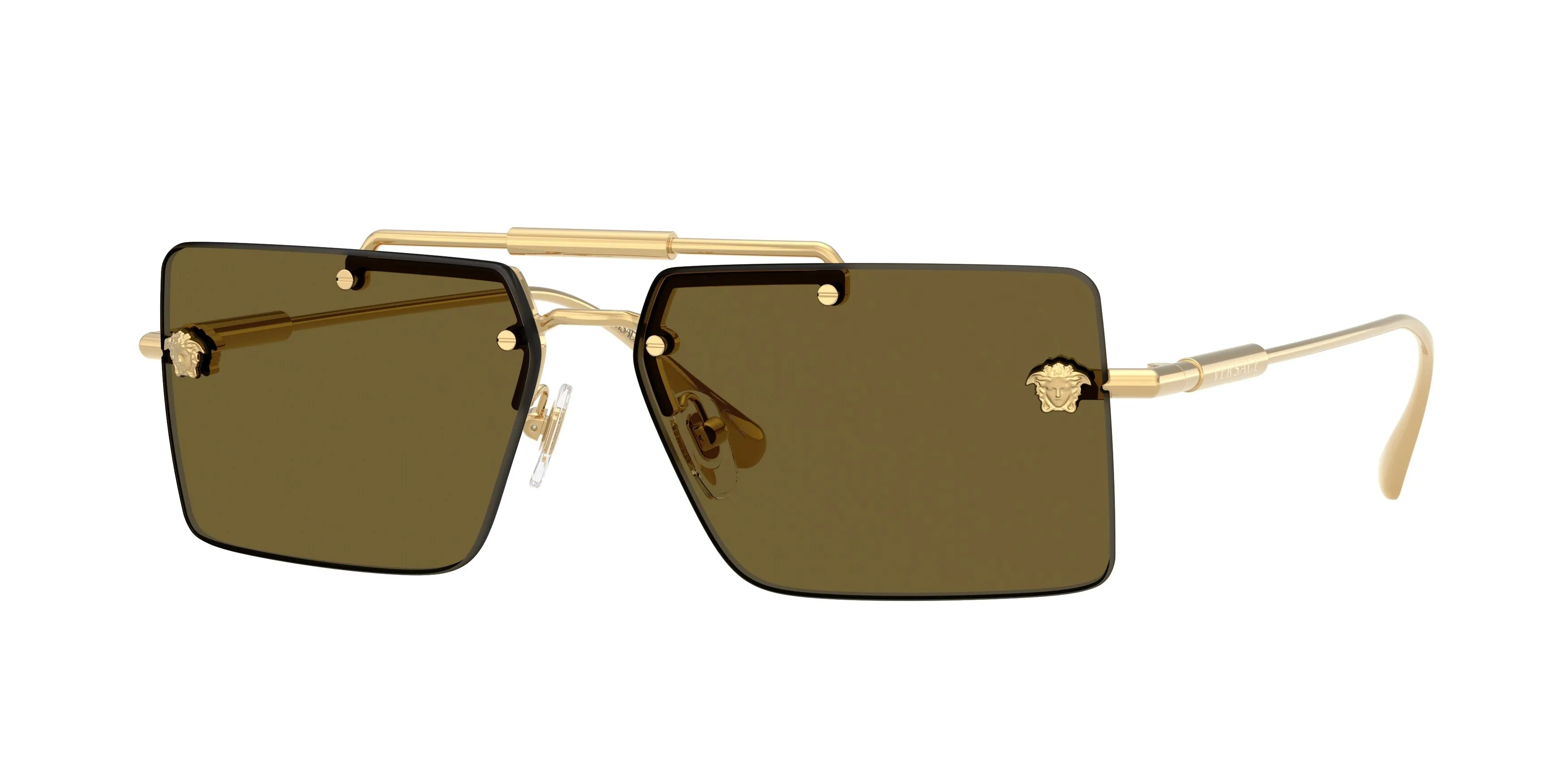 Versace VE2245 100273 Occhiali da sole Metallo Oro Marrone Squadrata Normale - immagine 1