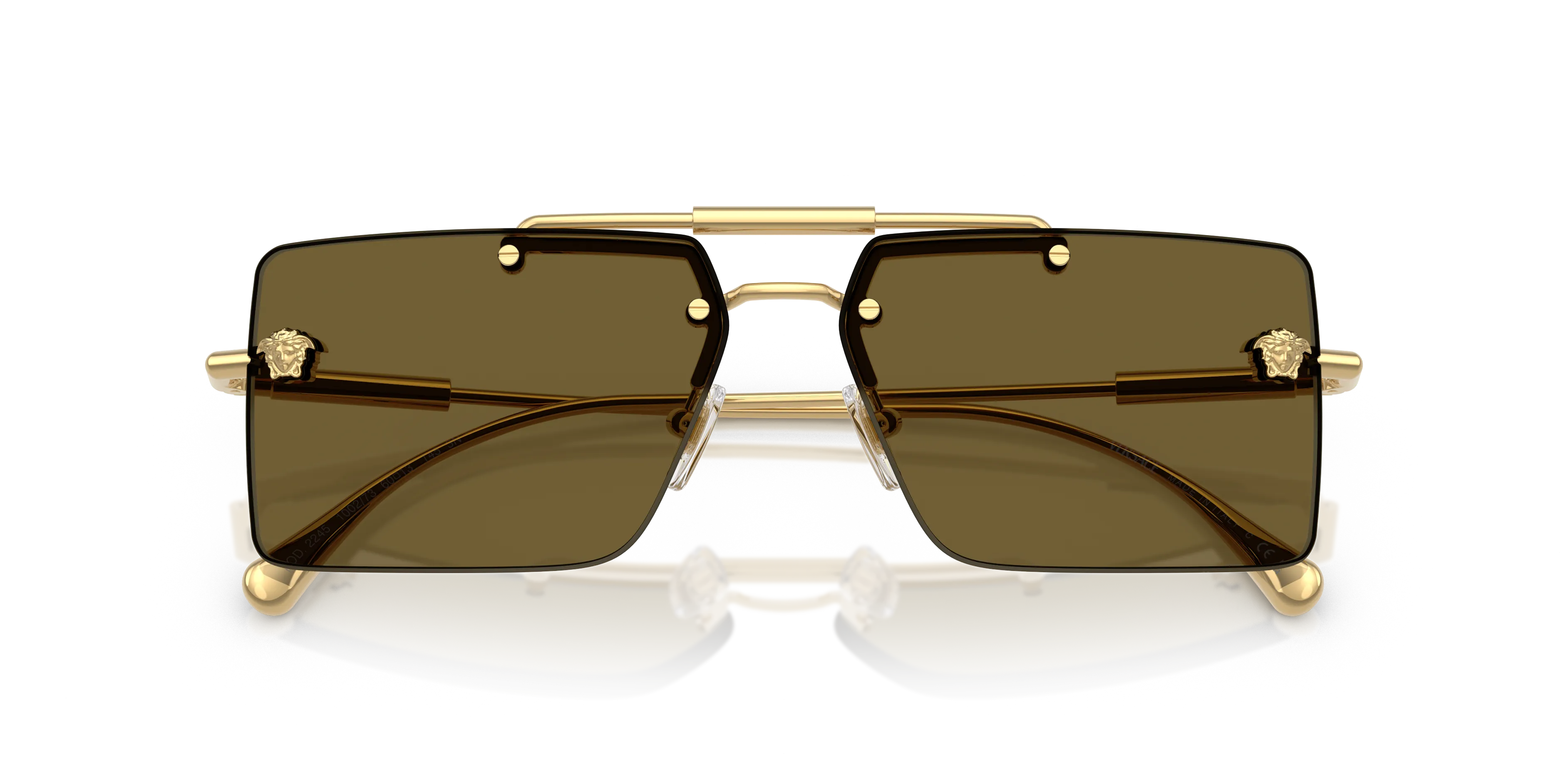 Versace VE2245 100273 Occhiali da sole Metallo Oro Marrone Squadrata Normale - immagine 2
