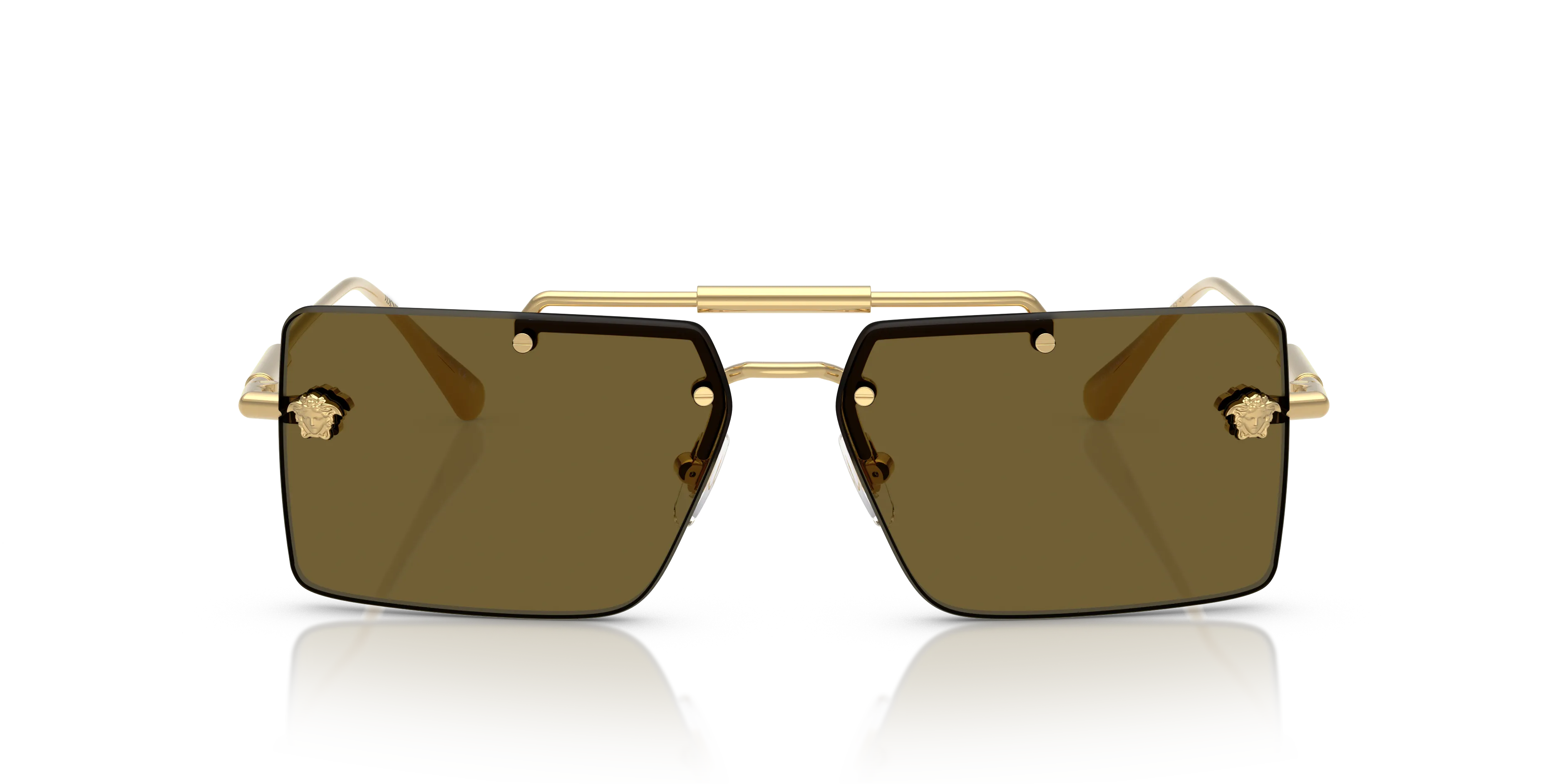 Versace VE2245 100273 Occhiali da sole Metallo Oro Marrone Squadrata Normale - immagine 3