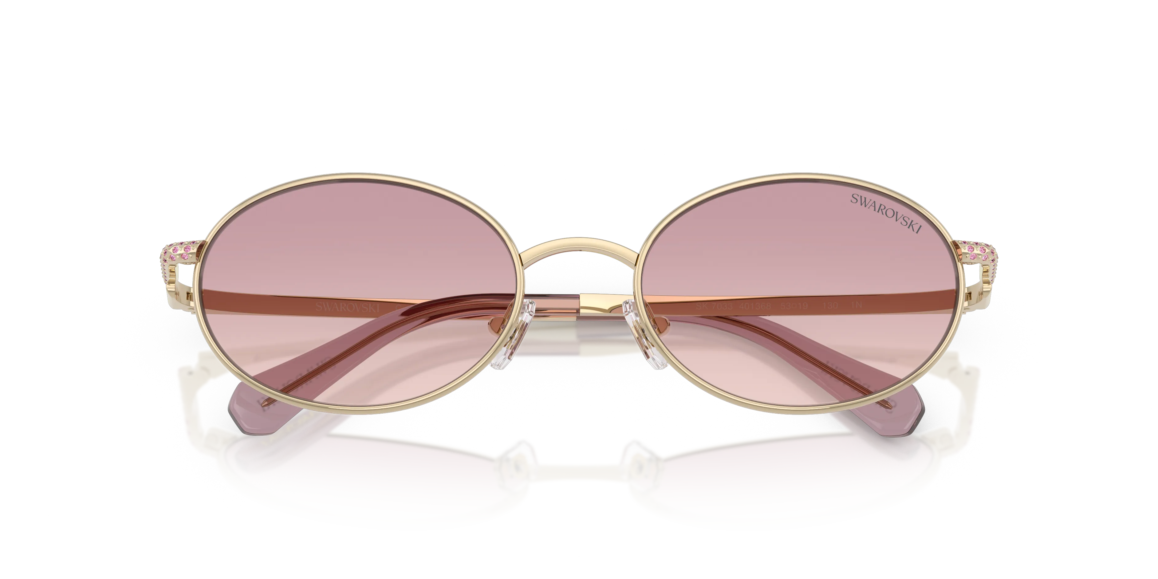 Swarovski SK7033 401368 Occhiali da sole Metallo Oro Marrone Rotonda Normale Sfumato - immagine 2