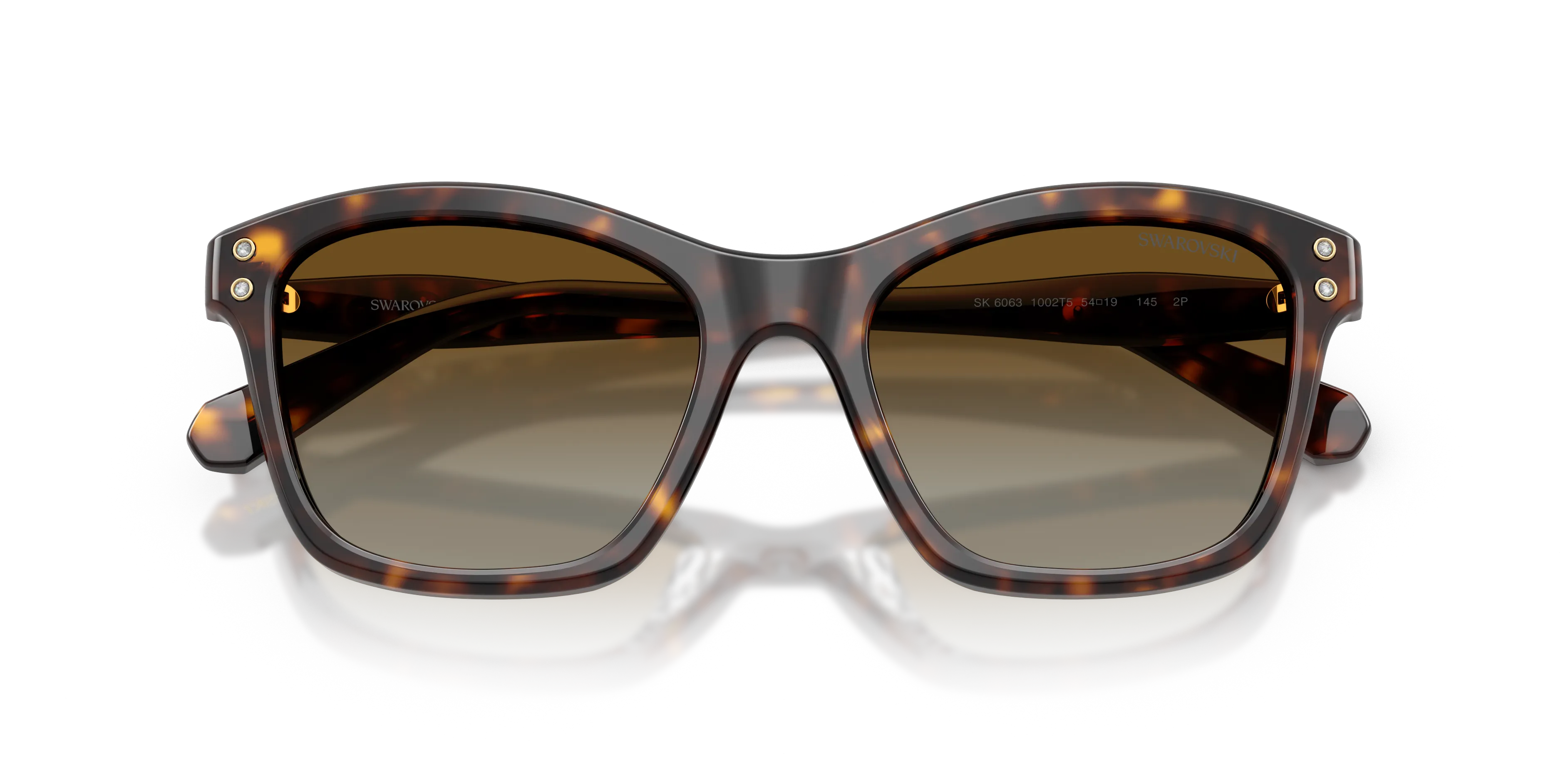 Swarovski SK6063 1002T5 Occhiali da sole Acetato Tartaruga Marrone Squadrata Polarizzata Sfumato - immagine 2
