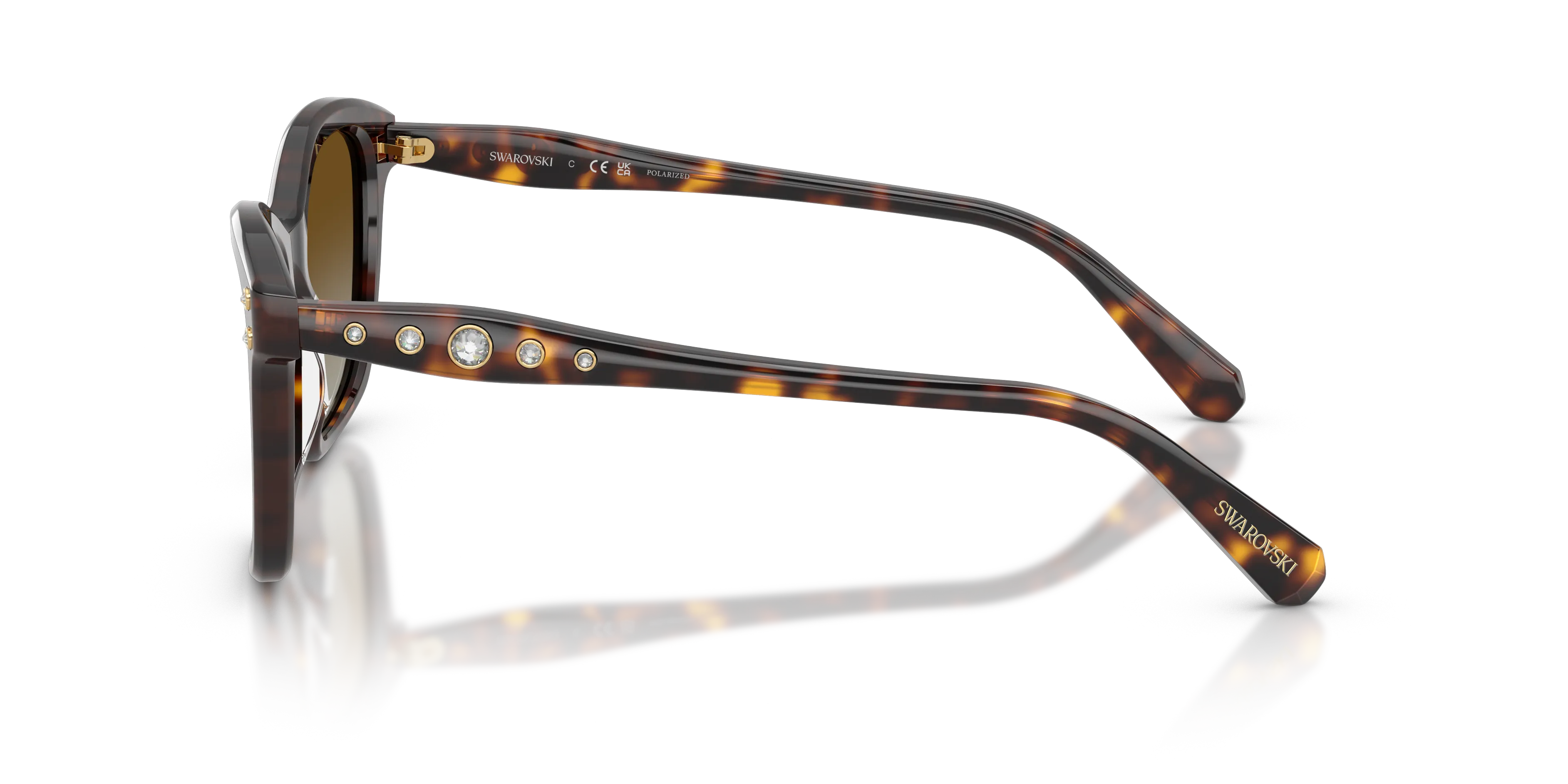 Swarovski SK6063 1002T5 Occhiali da sole Acetato Tartaruga Marrone Squadrata Polarizzata Sfumato - immagine 4
