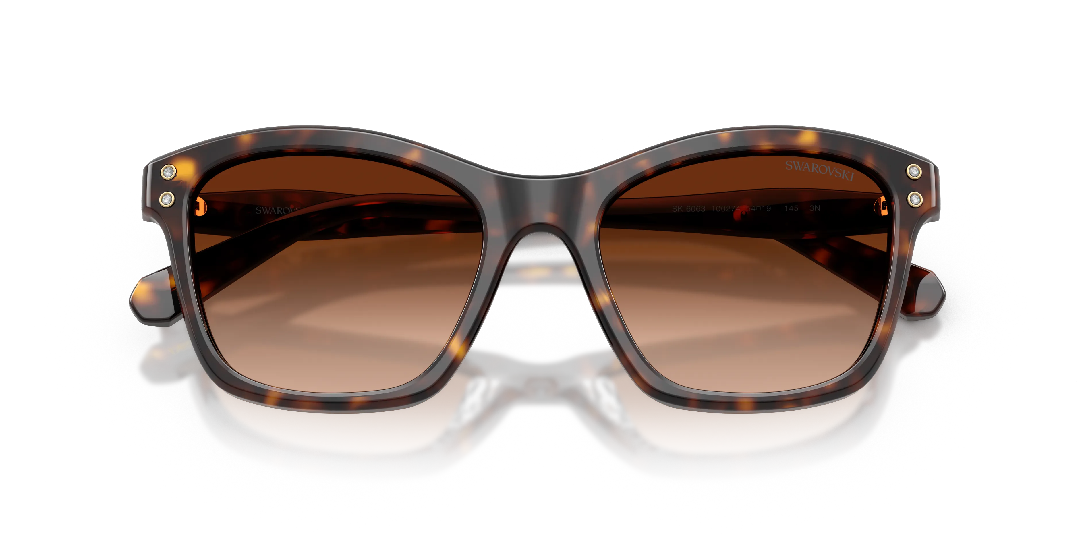 Swarovski SK6063 100274 Occhiali da sole Acetato Tartaruga Marrone Squadrata Normale Sfumato - immagine 2