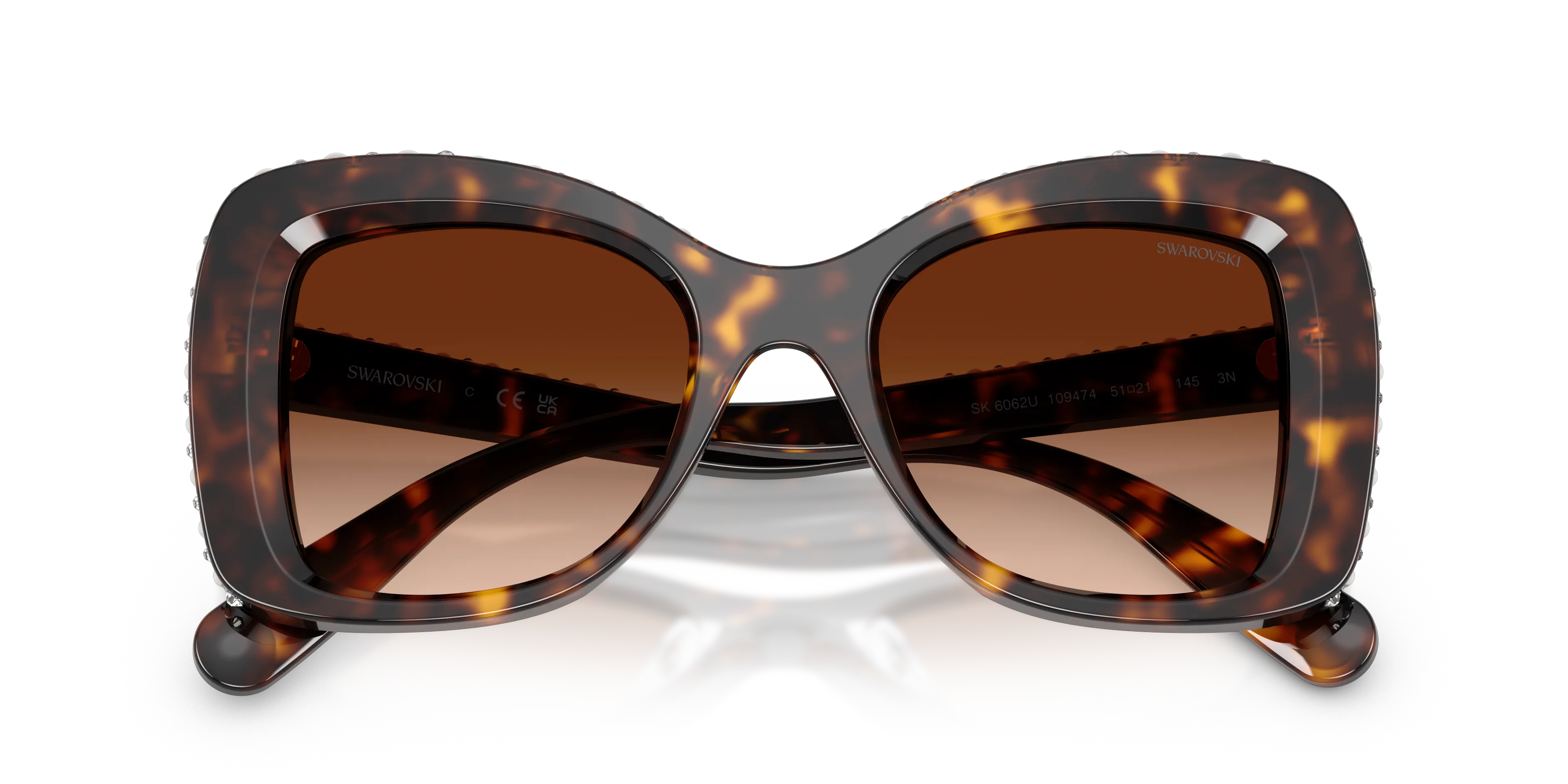 Swarovski SK6062U 109474 Occhiali da sole Acetato Tartaruga Marrone Farfalla Normale Sfumato - immagine 2