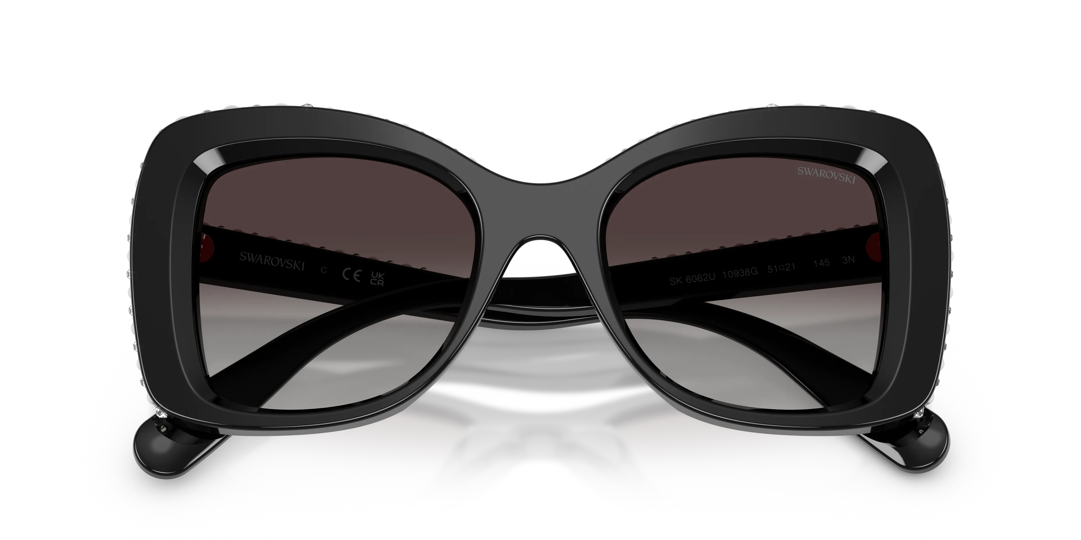 Swarovski SK6062U 10938G Occhiali da sole Acetato Nero Grigio Farfalla Normale Sfumato - immagine 2