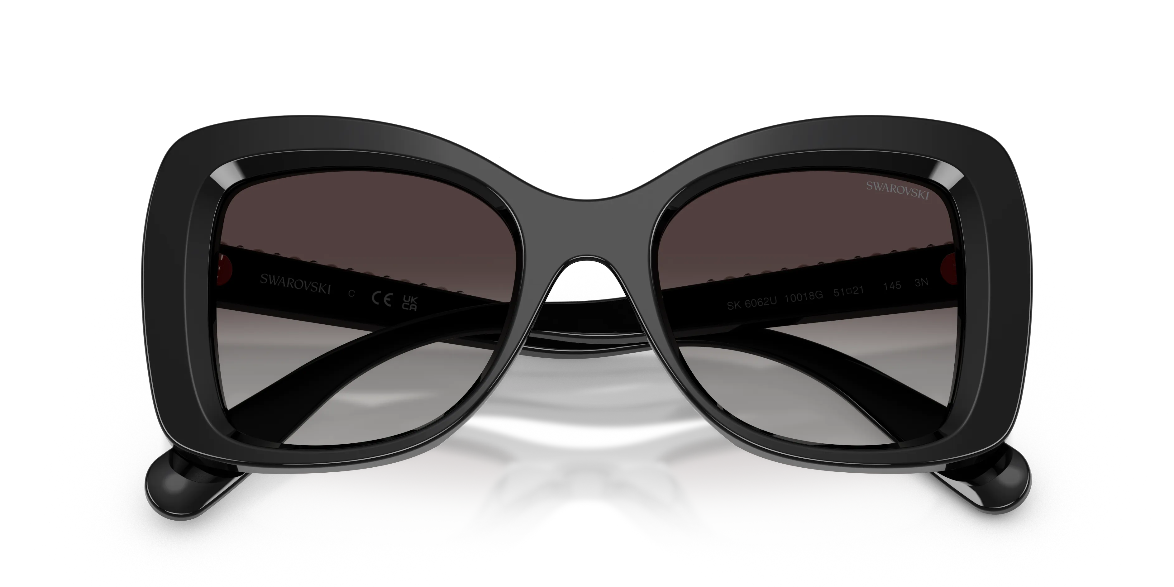 Swarovski SK6062U 10018G Occhiali da sole Acetato Nero Grigio Farfalla Normale Sfumato - immagine 2