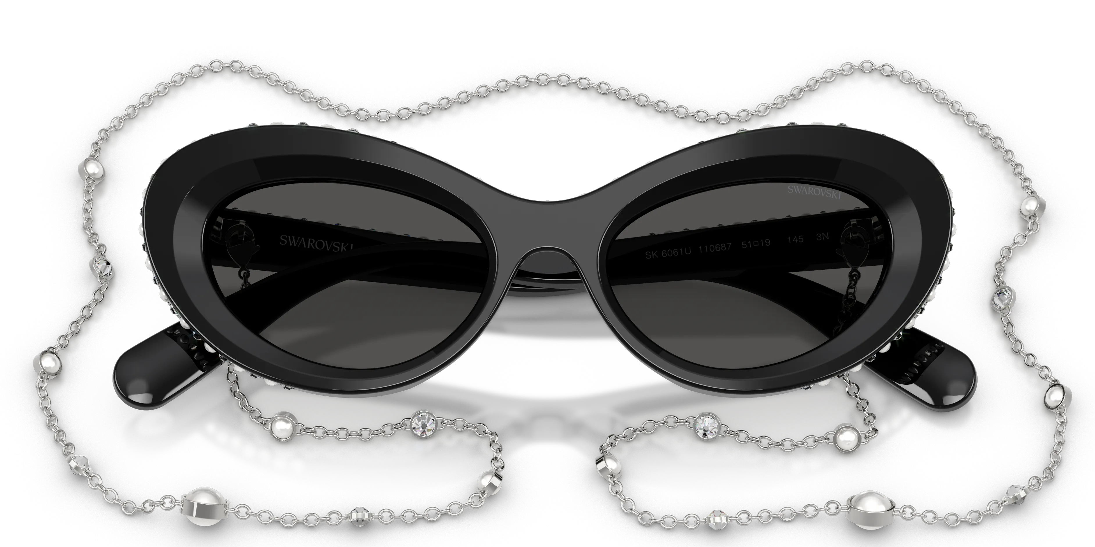 Swarovski SK6061U 110687 Occhiali da sole Acetato Nero Grigio Cat Eye Normale - immagine 2