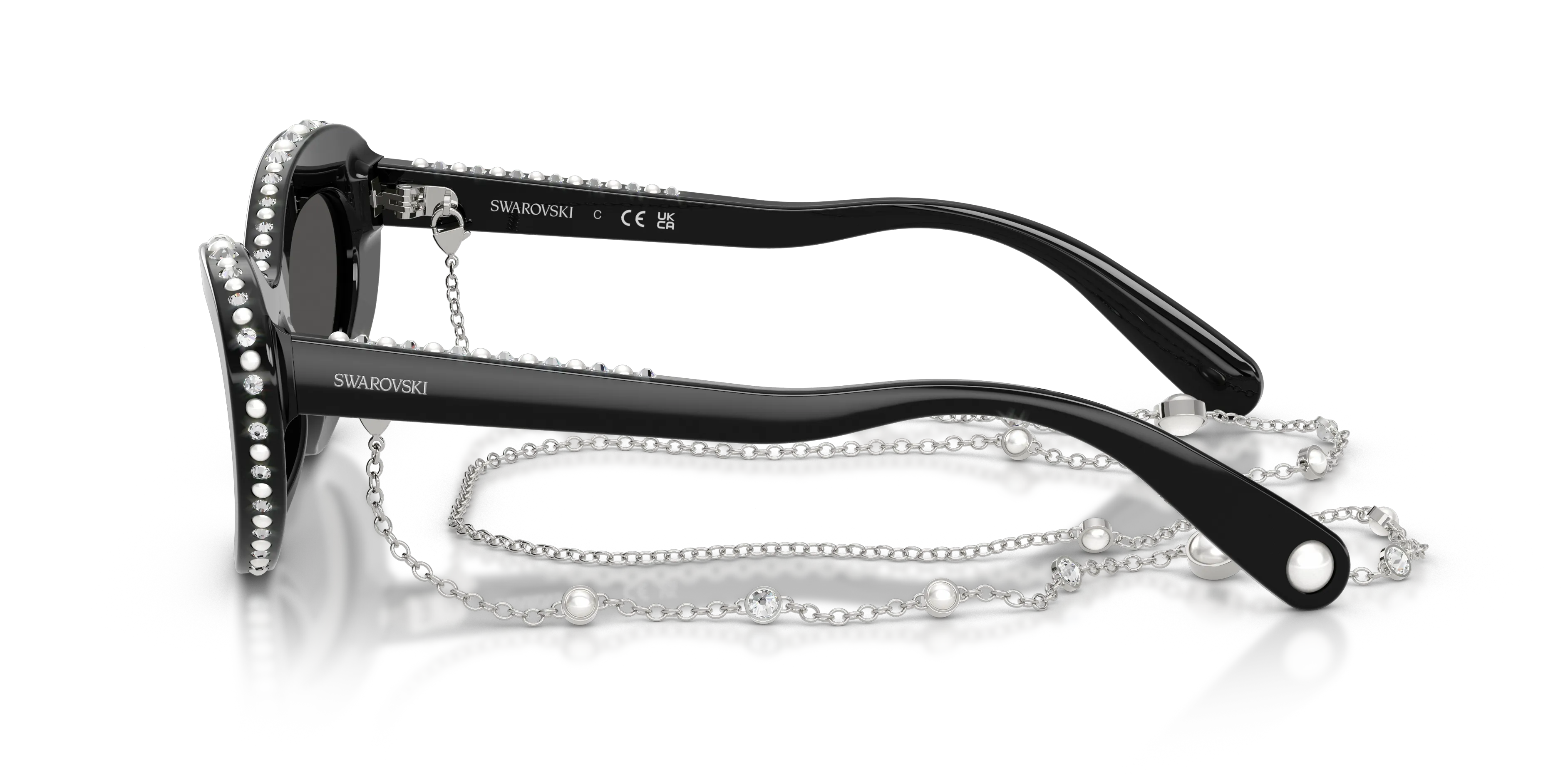 Swarovski SK6061U 110687 Occhiali da sole Acetato Nero Grigio Cat Eye Normale - immagine 4