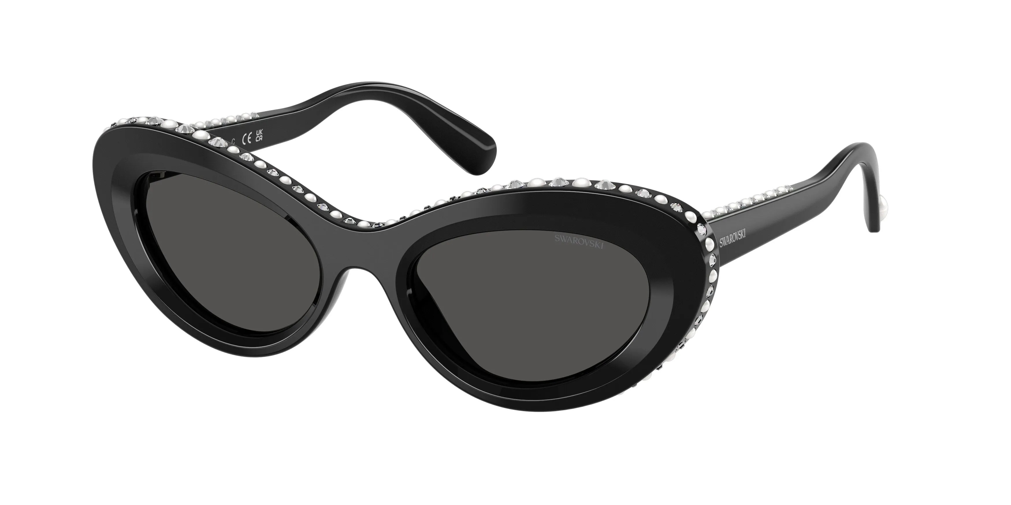 Swarovski SK6061U 109387 Occhiali da sole Acetato Nero Grigio Cat Eye Normale - immagine 1