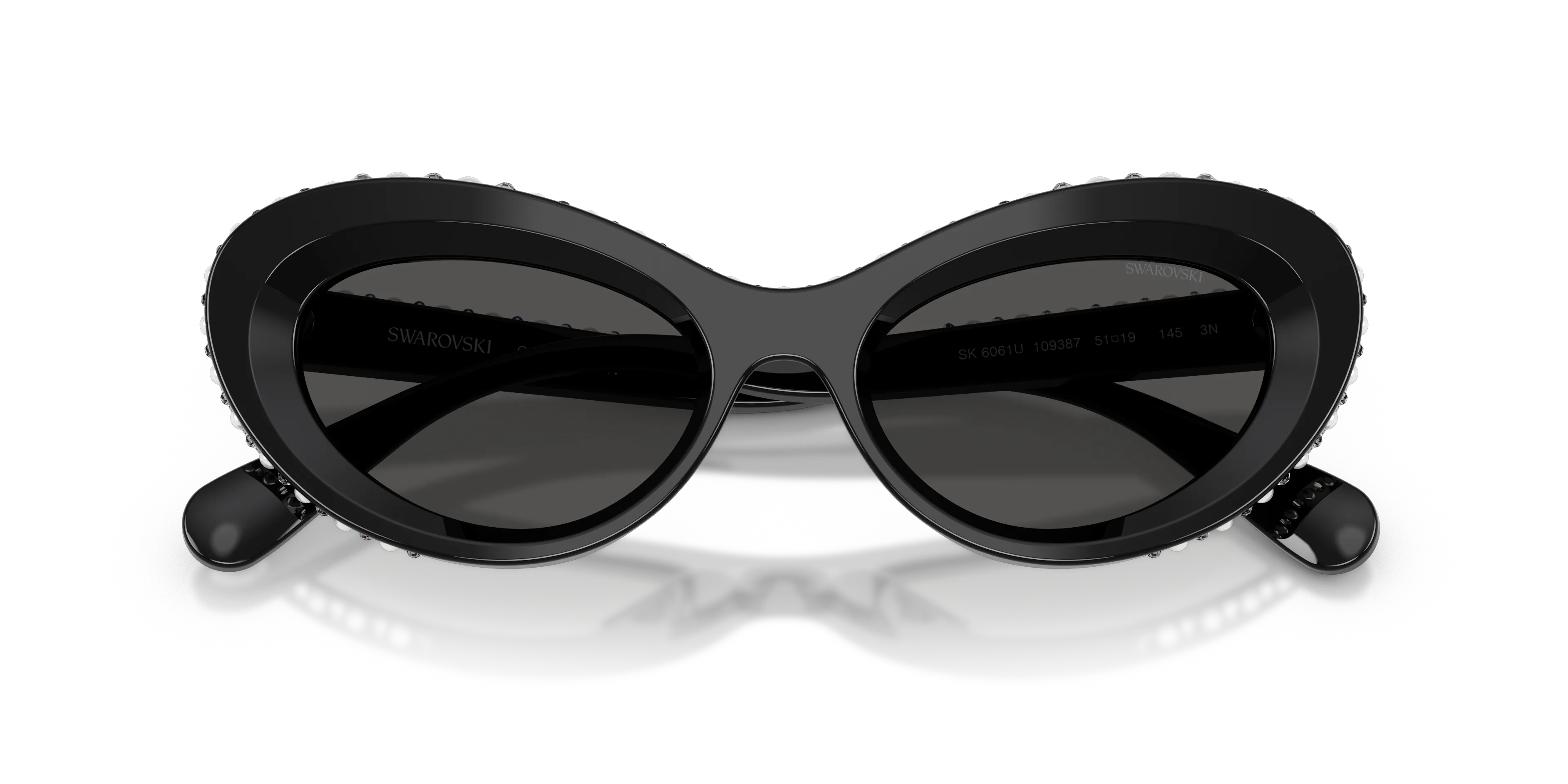 Swarovski SK6061U 109387 Occhiali da sole Acetato Nero Grigio Cat Eye Normale - immagine 2