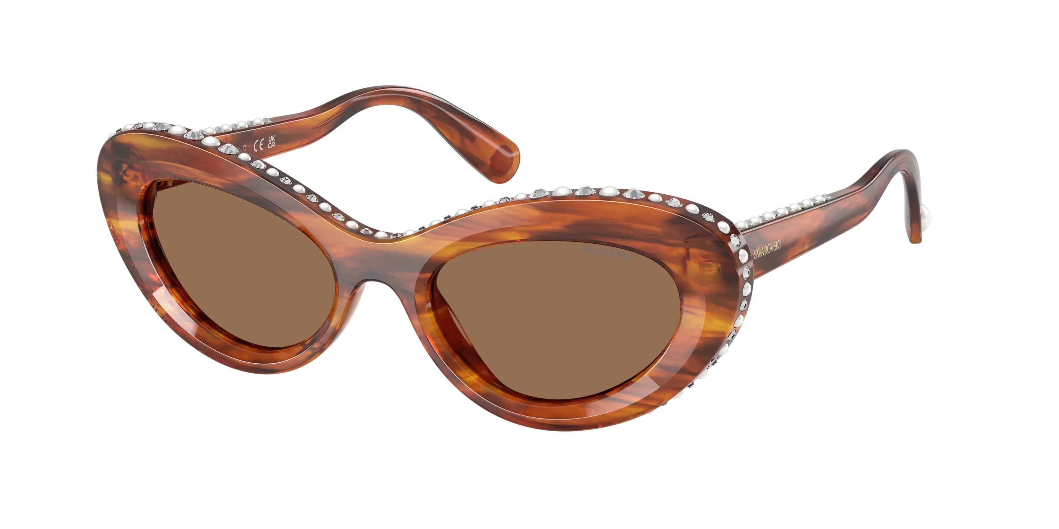 Swarovski SK6061U 109173 Occhiali da sole Acetato Marrone Marrone Cat Eye Normale - immagine 1