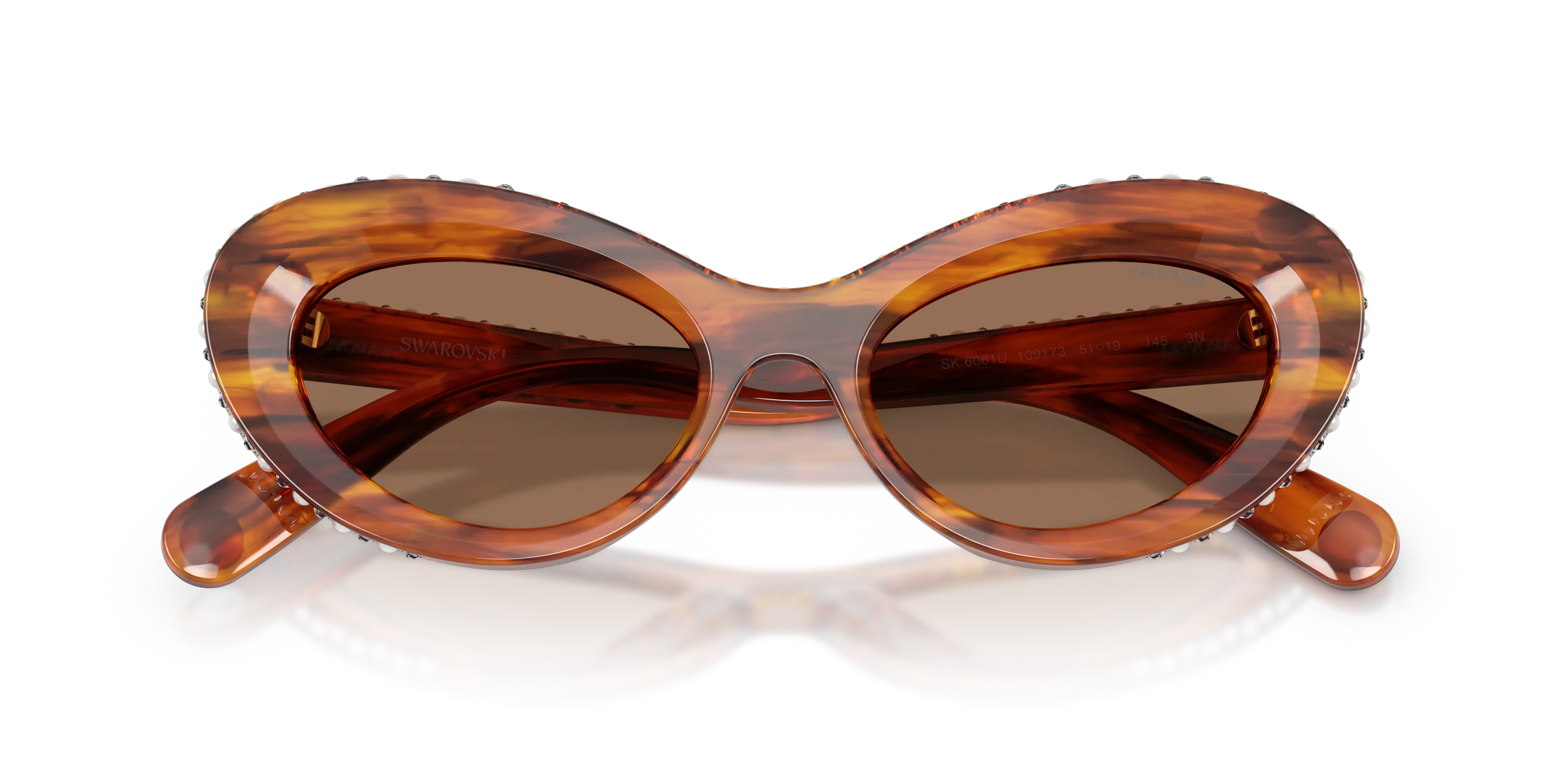 Swarovski SK6061U 109173 Occhiali da sole Acetato Marrone Marrone Cat Eye Normale - immagine 2